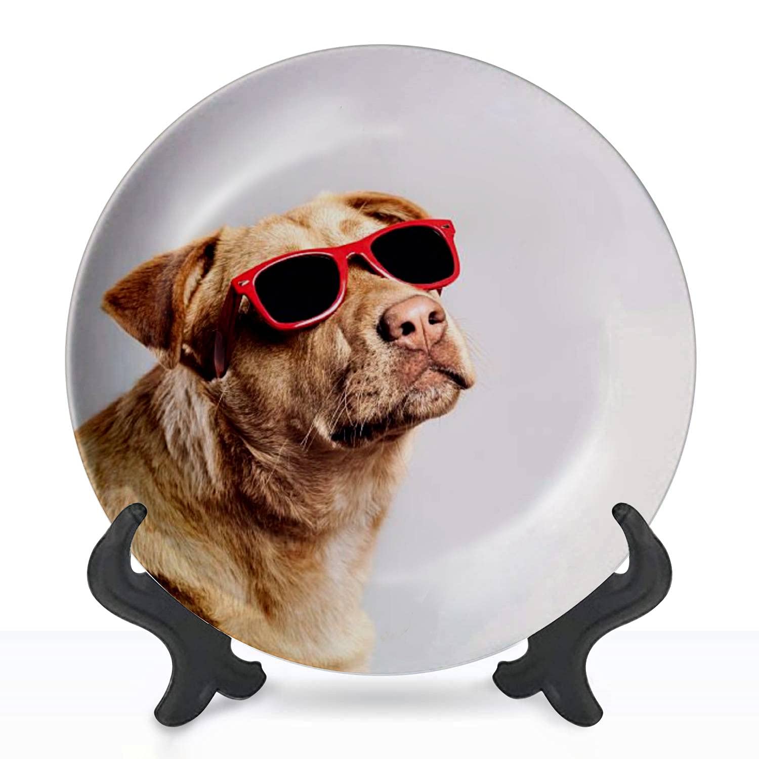 Hand-Painted Ceramic Hanging Wall Plate - 8 Inch Decorative Dog Collector Plate for Home, Office & Wedding Decor | Perfect for Dining Rooms, Parties & Gift Giving