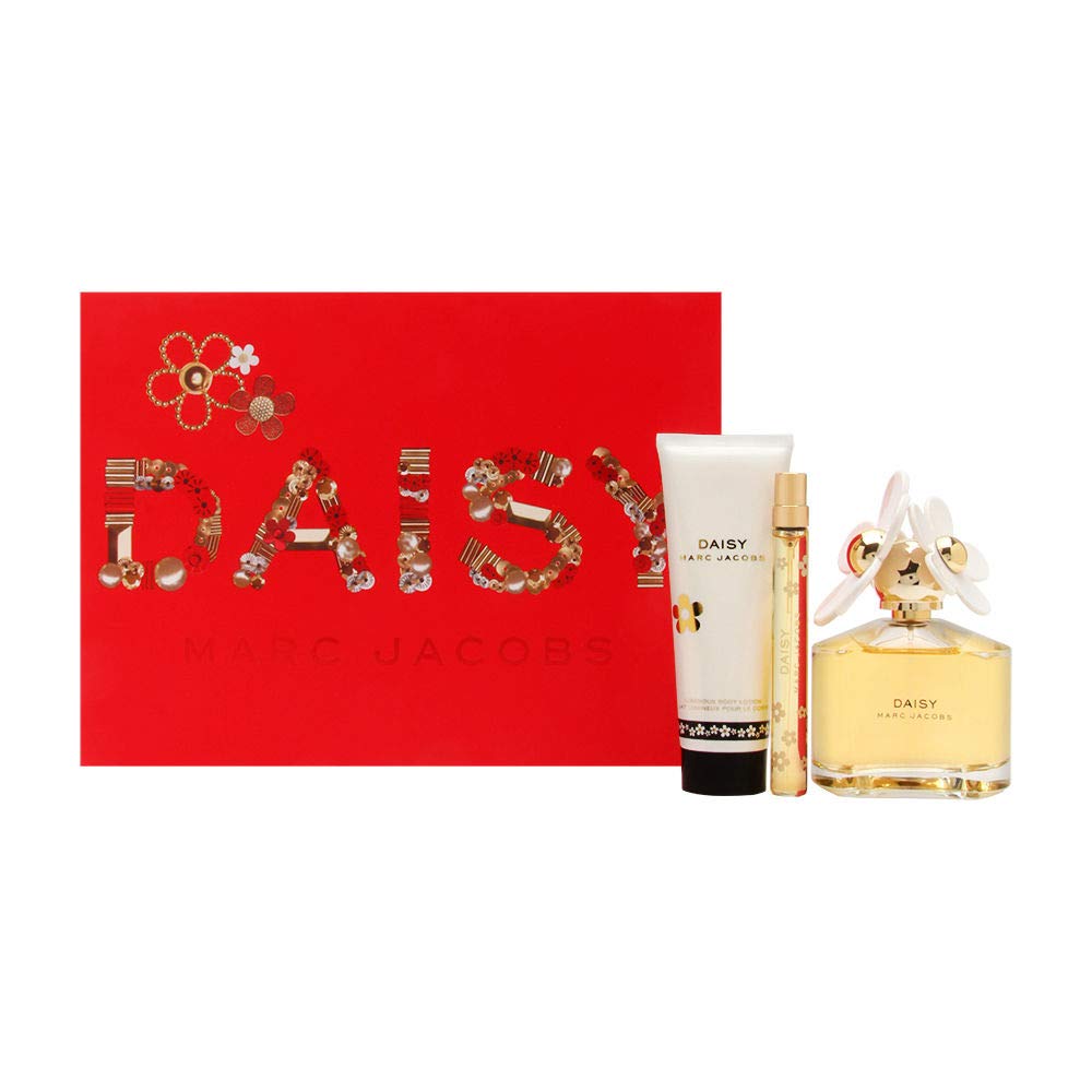 Marc Jacobs Daisy Eau de Toilette Gift Set for Women - 3.4 oz / 100 ml Floral Perfume Set with Body Lotion & Travel Spray - Perfect for Birthdays, Anniversaries & Valentine's Day Gifts