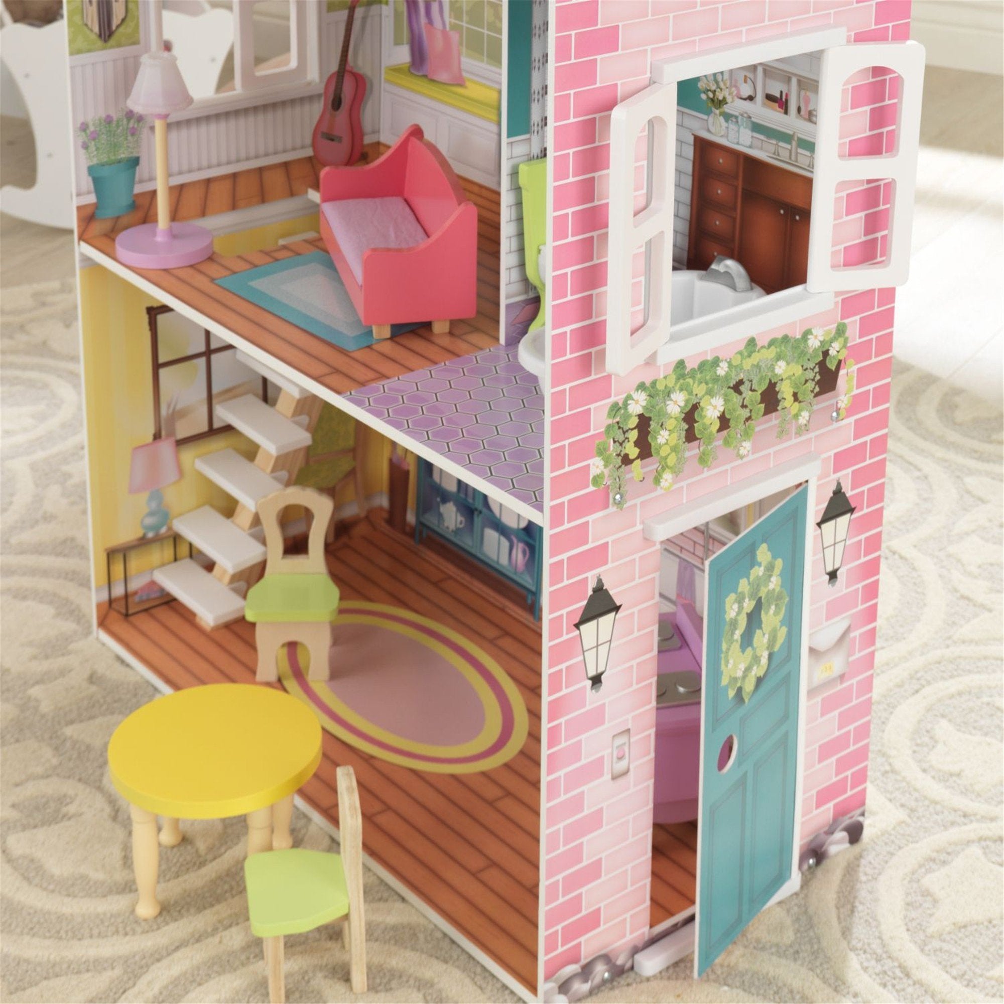 KidKraft Poppy Dollhouse - Wooden Doll House for Girls with Furniture & Accessories | Perfect for Imaginative Play & Gift Giving