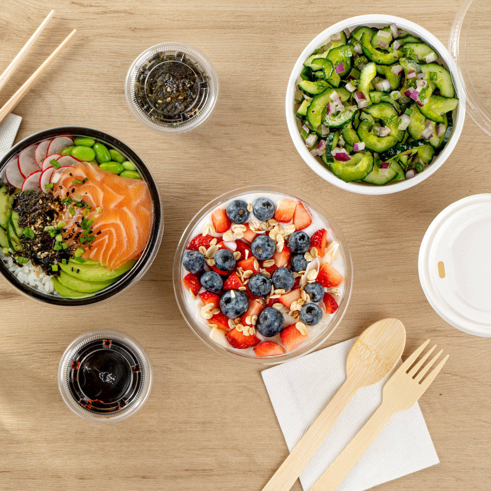 7 oz Round Clear Plastic Salad Bowls - 5