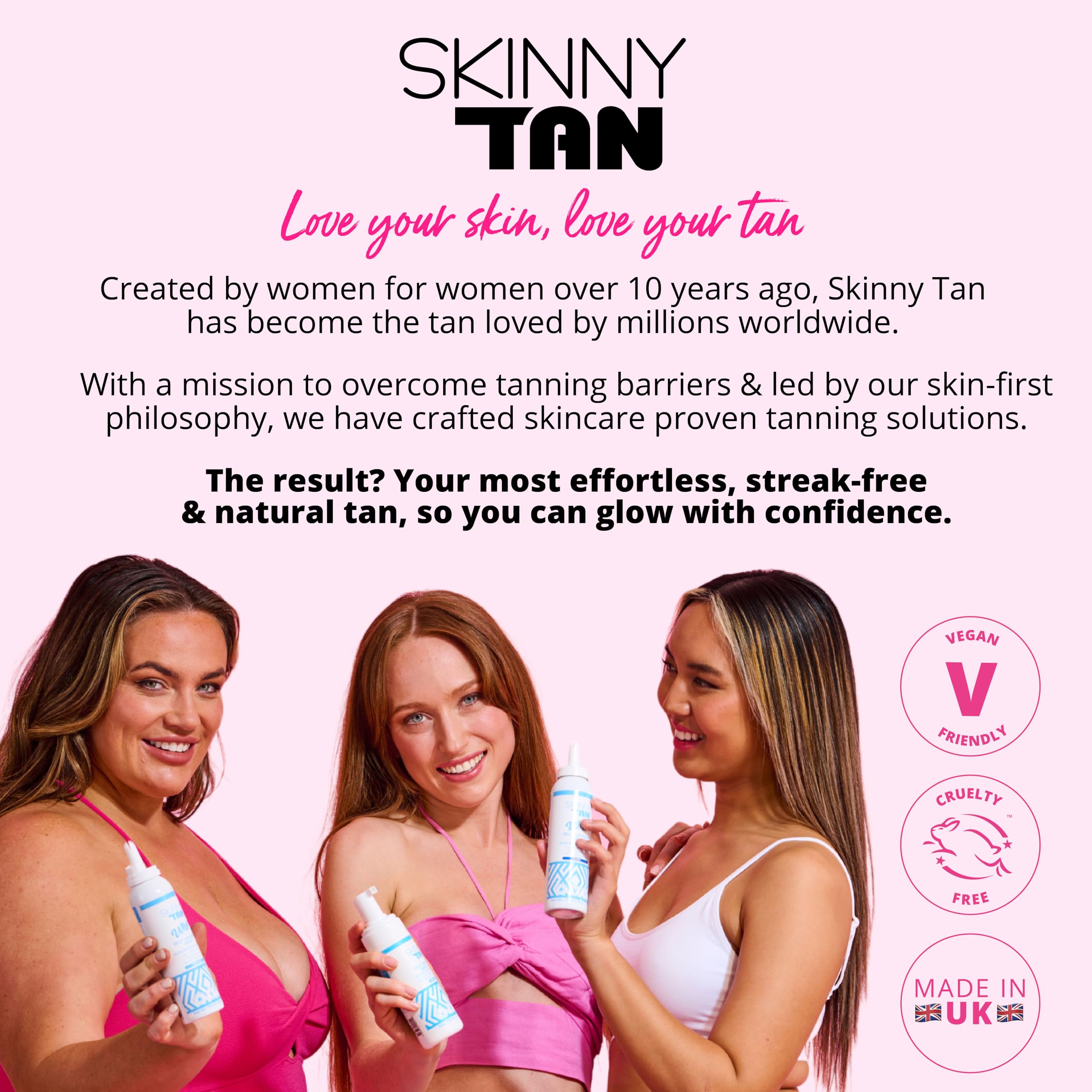 Skinny Tan Self Tanning Whip Medium - Instant Fake Tan Lotion for Streak-Free, Natural Glow | Vegan, Cruelty-Free & Paraben-Free Tanning Mousse with Coconut Vanilla Scent | Perfect for Beach Vacations, Weddings & Summer Tanning - 150ml