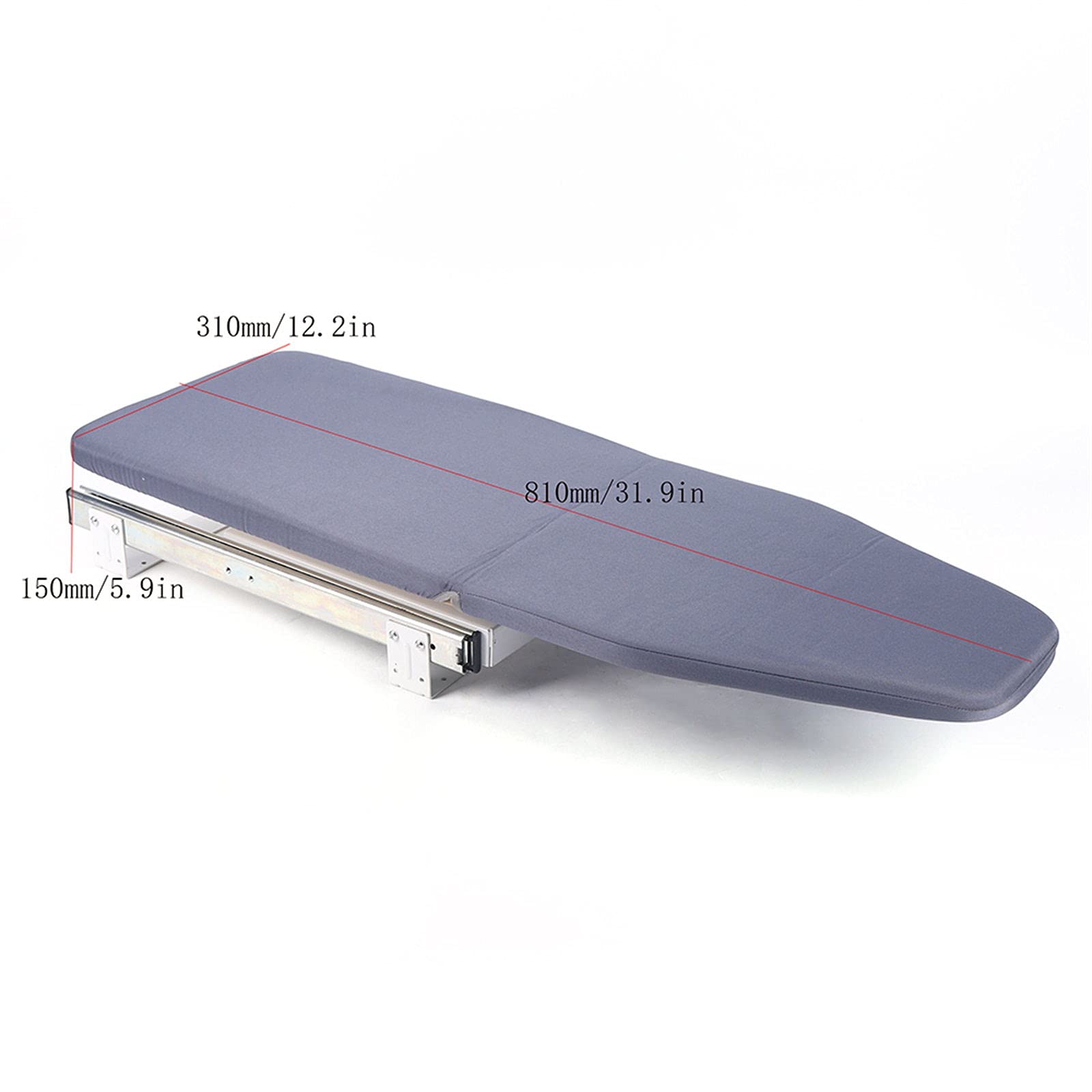Wall Mounted Retractable Ironing Board - Space Saving Foldable Pull-Out Design, Gray Cabinet Ironing Board for Wardrobe & Laundry Room - Perfect for Small Apartments & Closet Organization