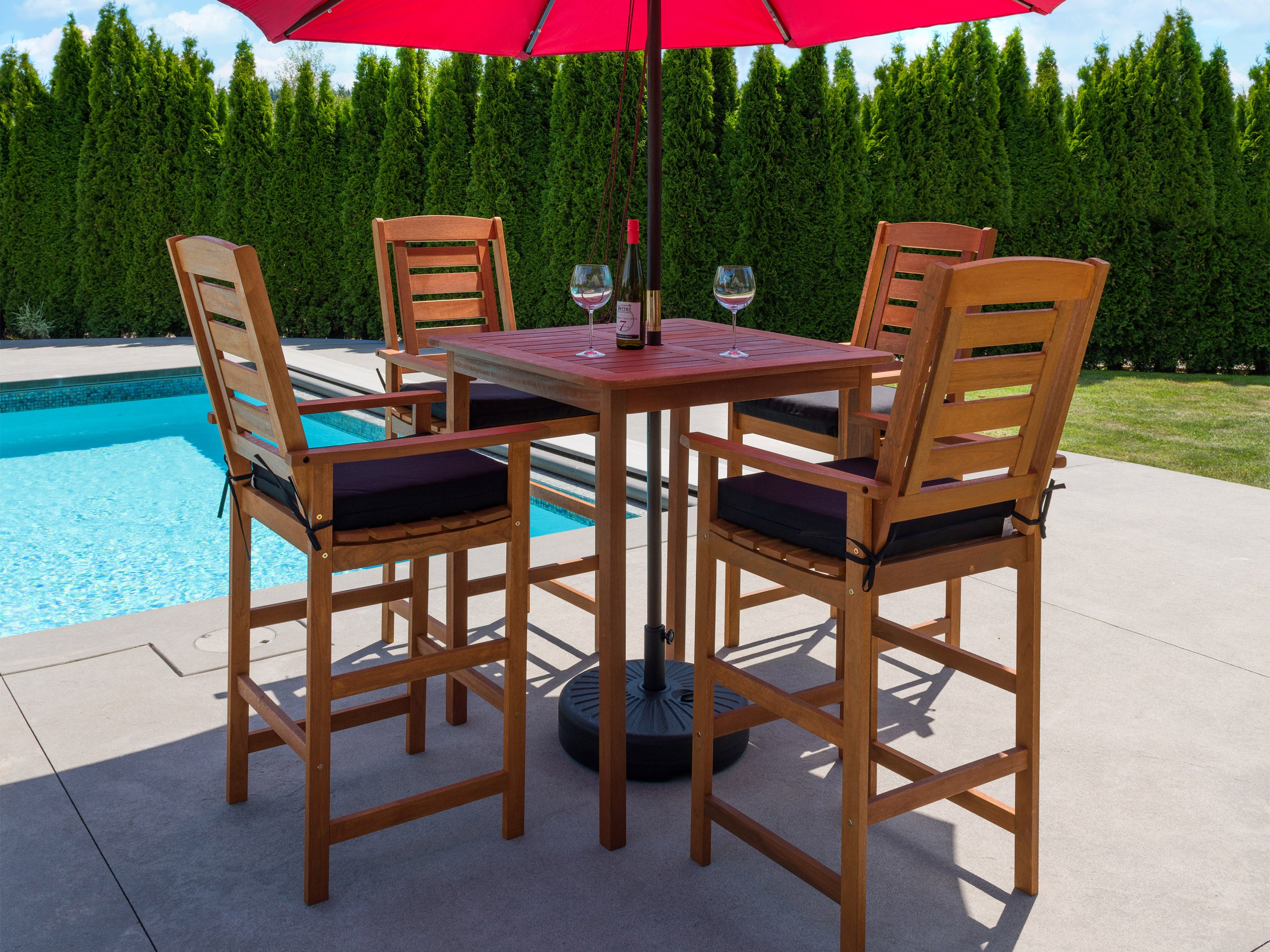 5-Piece Outdoor Bar Bistro Set - Patio Dining Table and Chairs for Backyard, Garden, Deck or Balcony - Perfect for Morning Coffee, Al Fresco Dining and Outdoor Entertaining