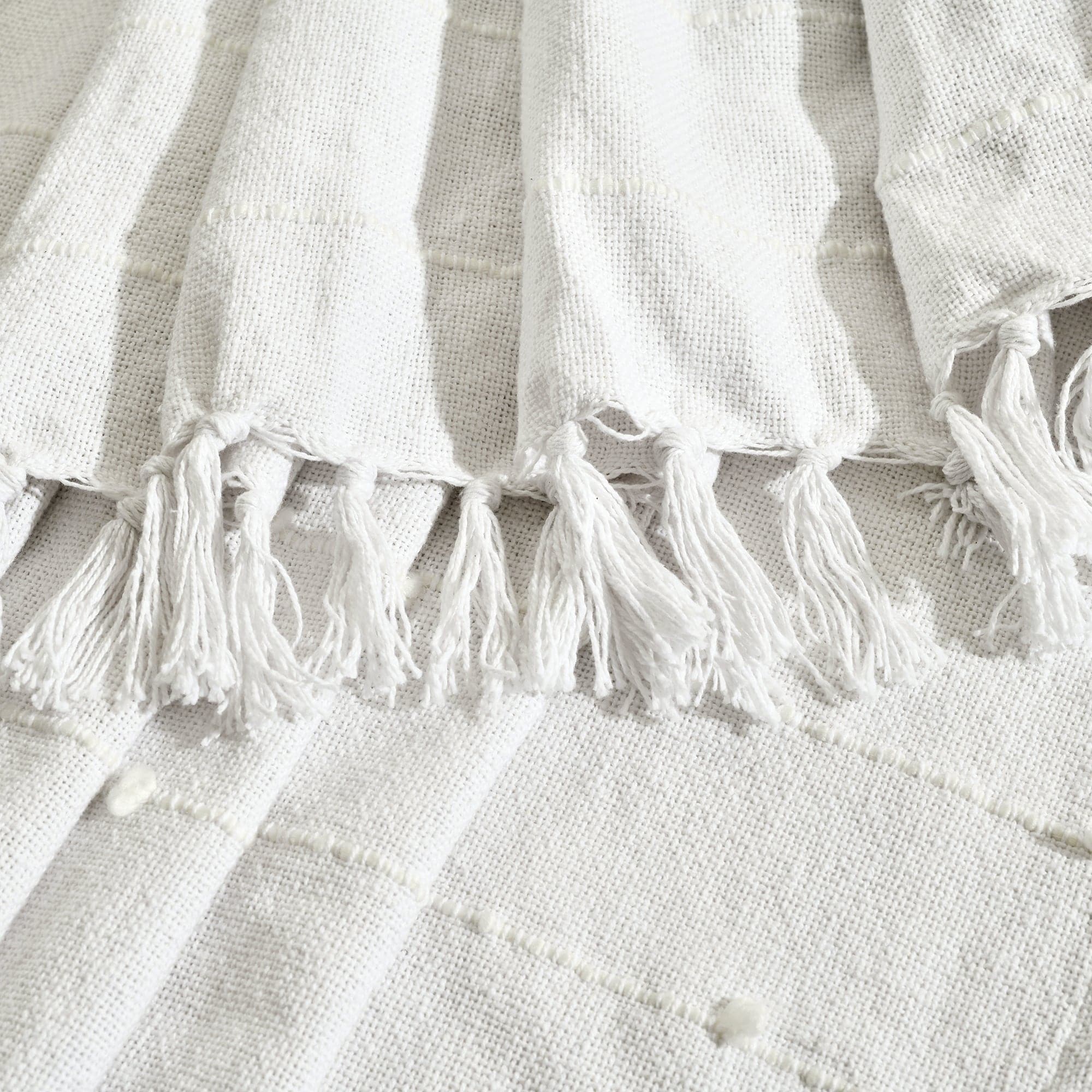 Boho Tufted Cotton Woven Tassel Fringe Throw Blanket - Soft Cozy Decorative Couch Cover for Living Room, Bedroom & Outdoor Use
