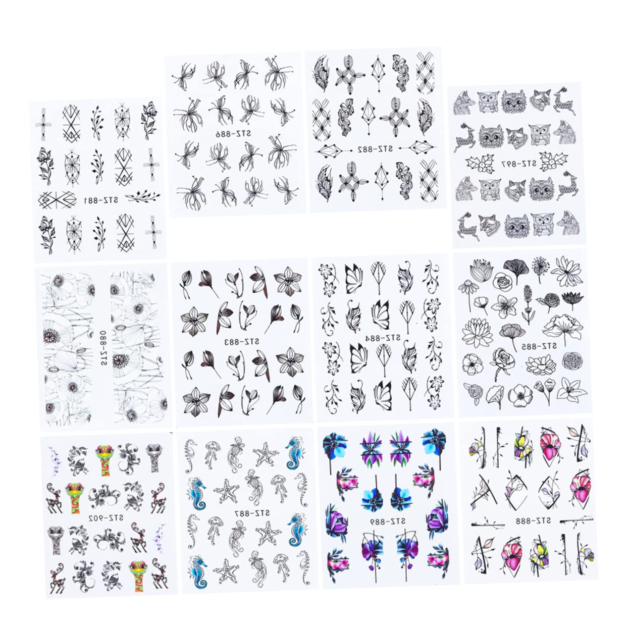 Beaupretty 28pcs French Nail Stickers - Floral Nail Art Decals for DIY Manicure
