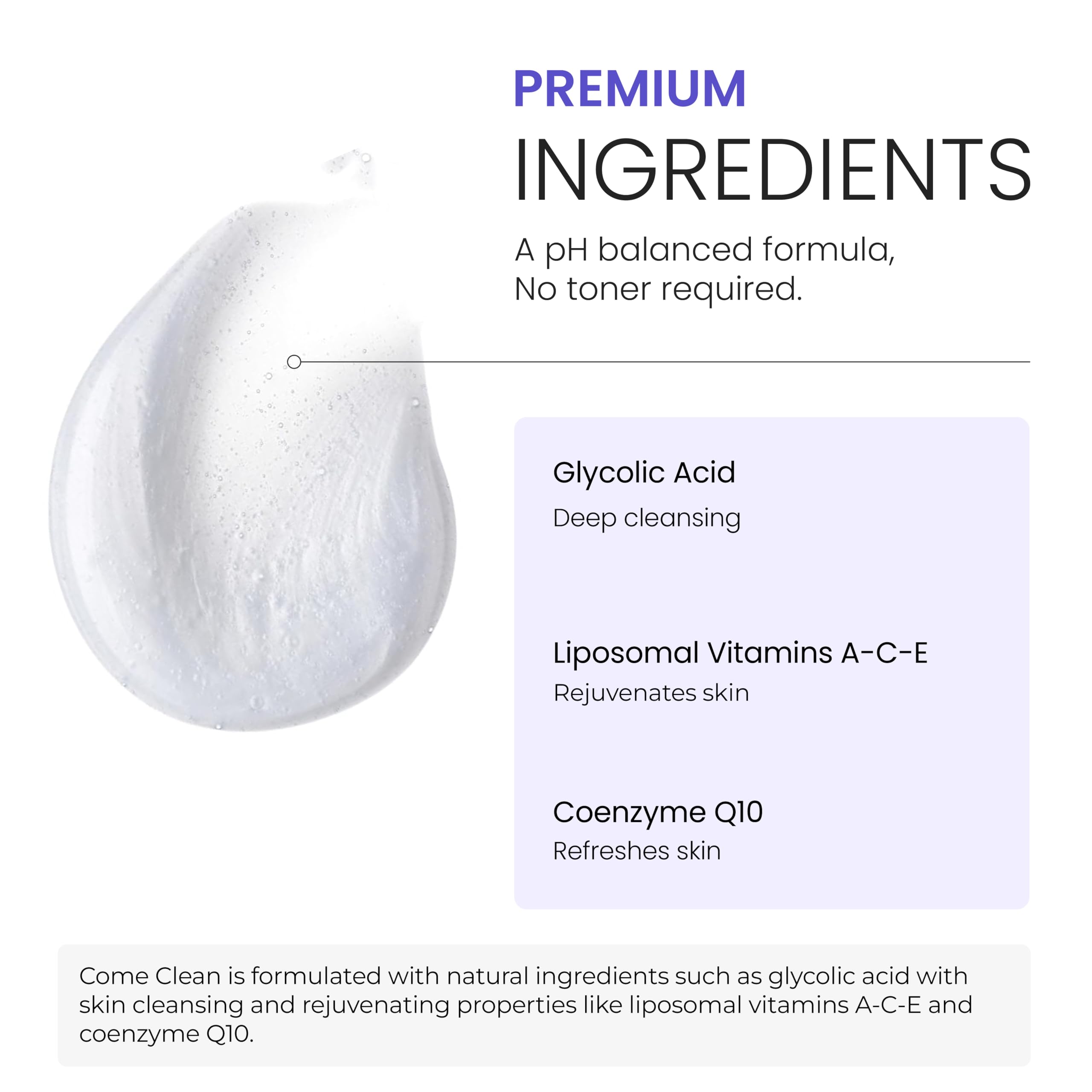 Come Clean Gentle Exfoliating Facial Cleanser for Acne-Prone, Oily & Sensitive Skin - Daily Face Wash for Men & Women | Made in USA | Perfect for Morning & Night Skincare Routine