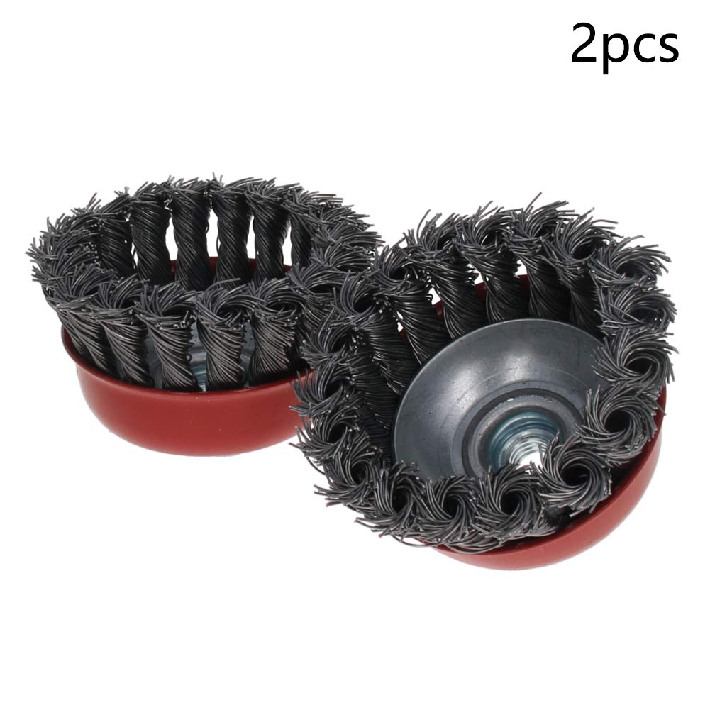 Utoolmart 75mm Steel Wire Cup Brush - 2 Pcs with M10 Thread for Metal Cleaning