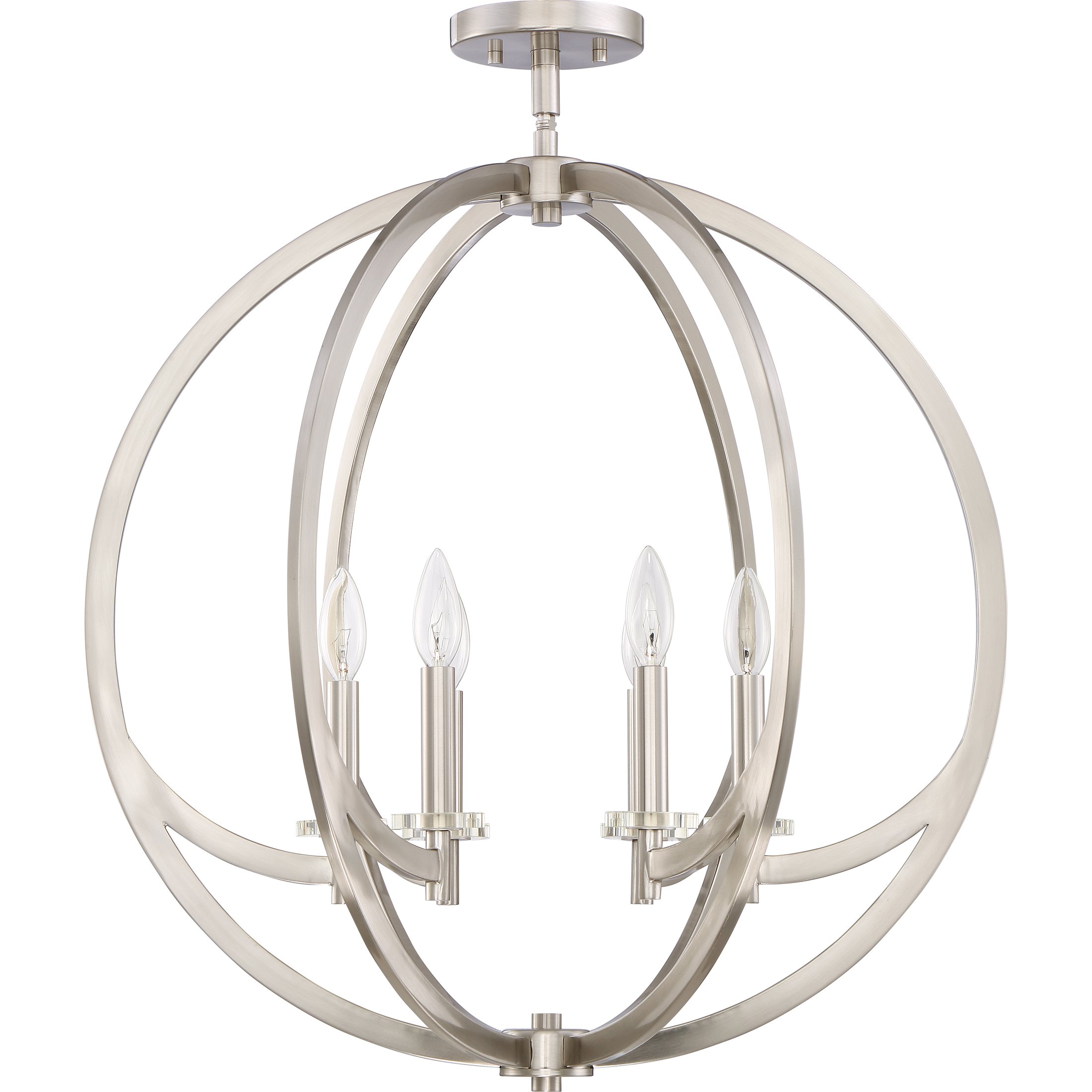 Quoizel Orion 6-Light Brushed Nickel Pendant Light Fixture - Modern Ceiling Lighting for Dining Room, Kitchen Island & Living Room