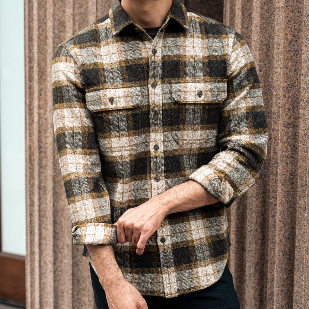 Summit Flannel Shirt for Men | Soft & Warm Tuscan Gold Plaid Button-Up Shirt | Perfect for Outdoor Adventures & Casual Winter Wear