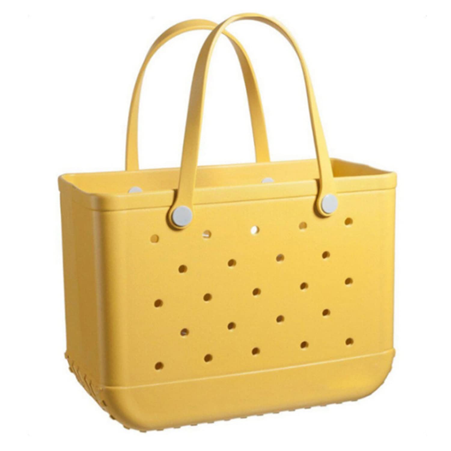 **Yellow Waterproof Rubber Beach Bag - Durable Portable Tote for Travel, Pool, Gym & Outdoor Sports | Lightweight & Spacious Open Tote for Swimming, Shopping & Beach Trips**