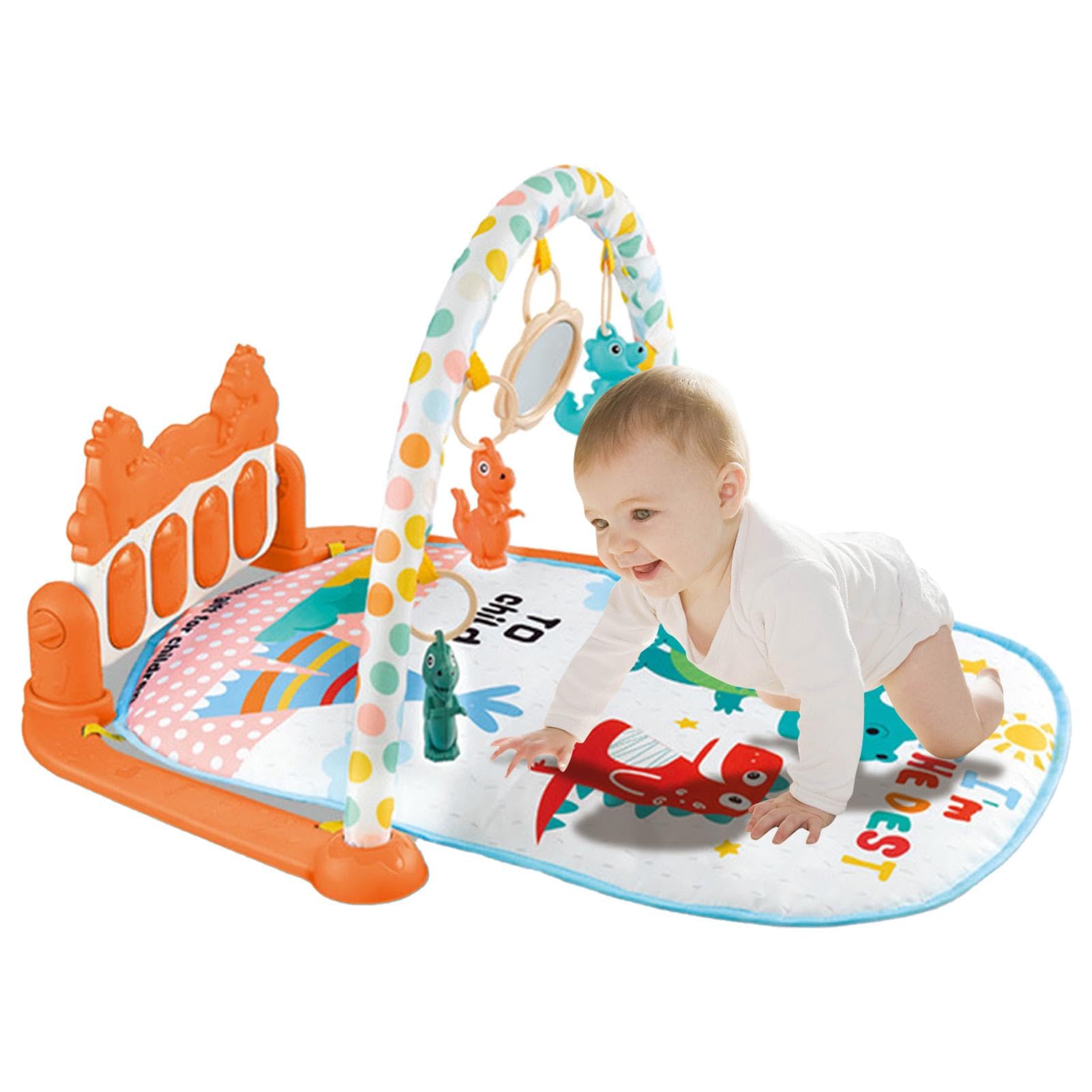 Non-Toxic Baby Activity Play Mat for Toddlers - Soft Floor Playmat with Visual & Hearing Stimulation for Kicking, Stepping & Sensory Development | Perfect for Nursery, Playroom & Daycare