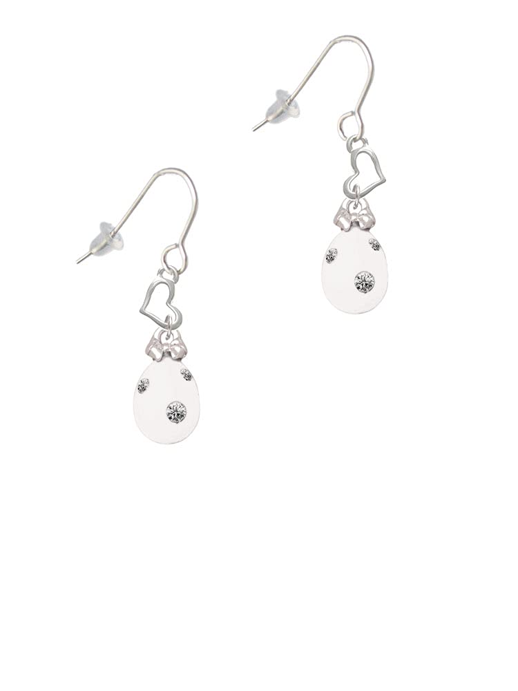 Delight Jewelry White Easter Egg Stud Earrings with Clear Crystal Dots & Small Heart Charm - Perfect for Easter Gifts, Spring Parties & Everyday Elegance