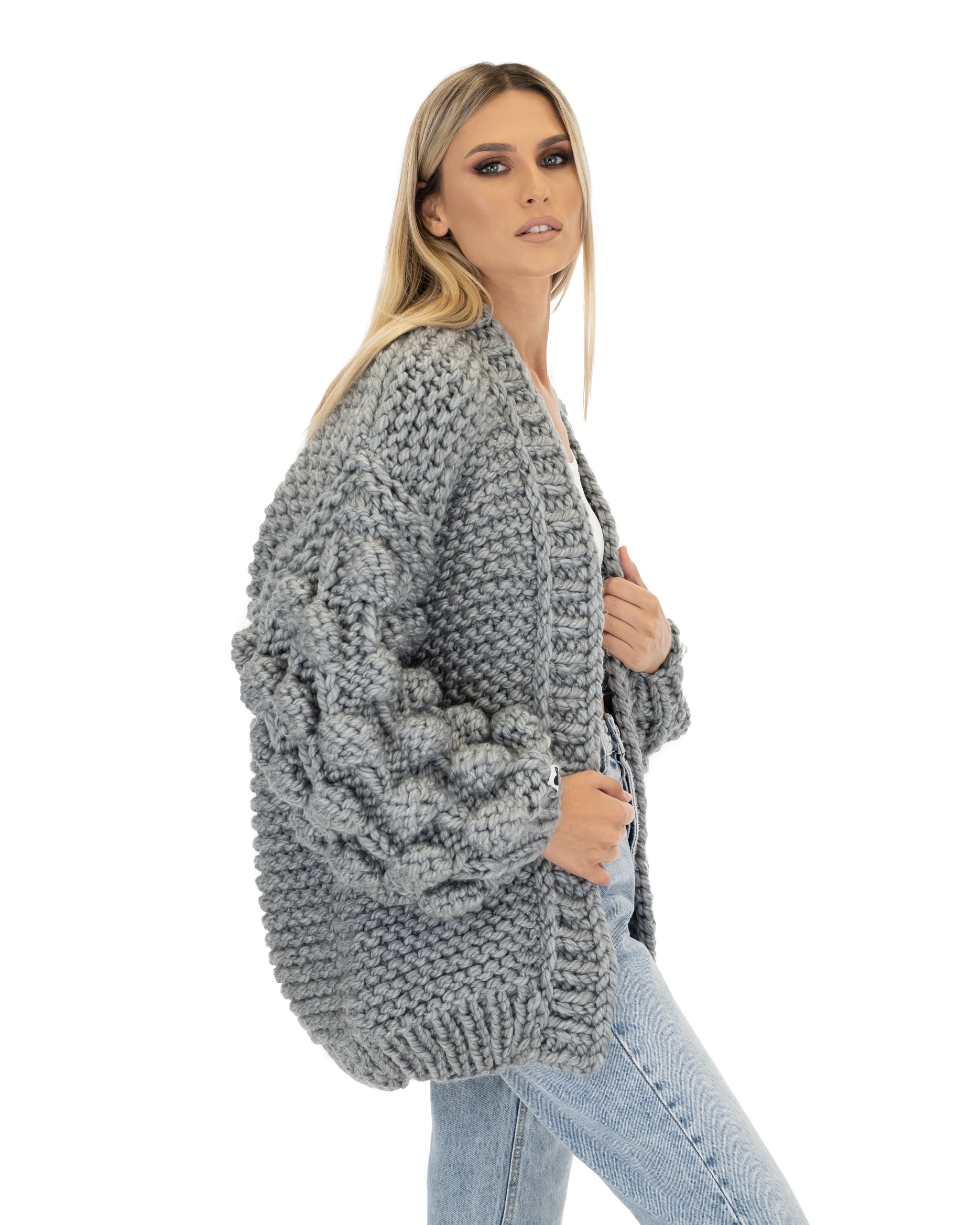 Stylish Bubble Sleeve Cardigan for Women - Soft Knit Open Front Sweater | Perfect for Office, Date Night & Casual Outfits