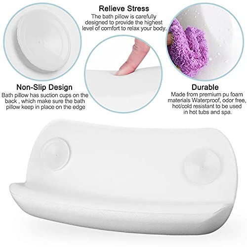 Non-Slip SPA Bath Pillow with Suction Cups - Waterproof & Soft Headrest for Relaxing Baths