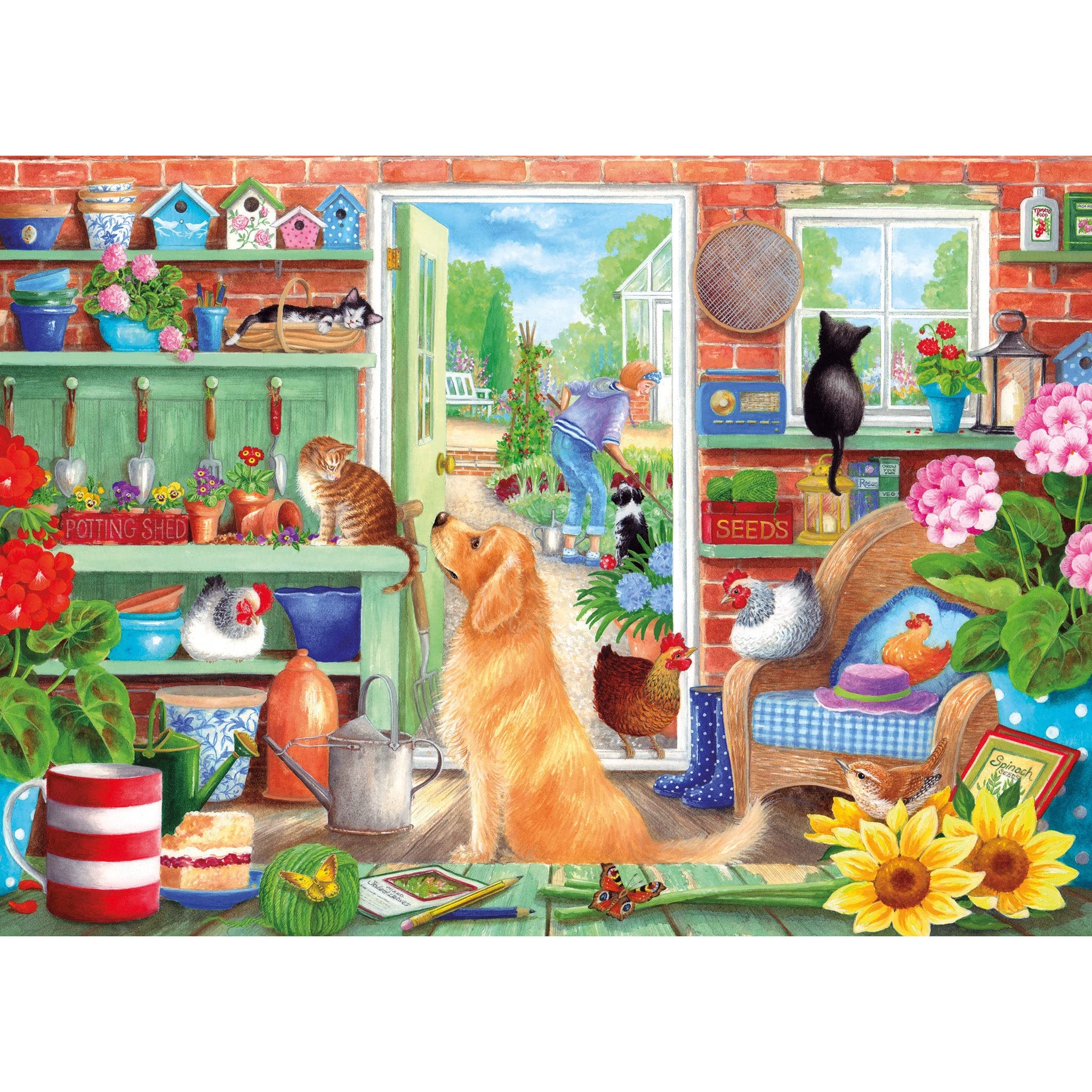 The Potting Bench Illustrated by Claire Comerford - 1000 Piece Jigsaw Puzzle for Adults & Teens - Gibsons Puzzle (GIBG6333) - Perfect for Family Game Nights & Relaxation