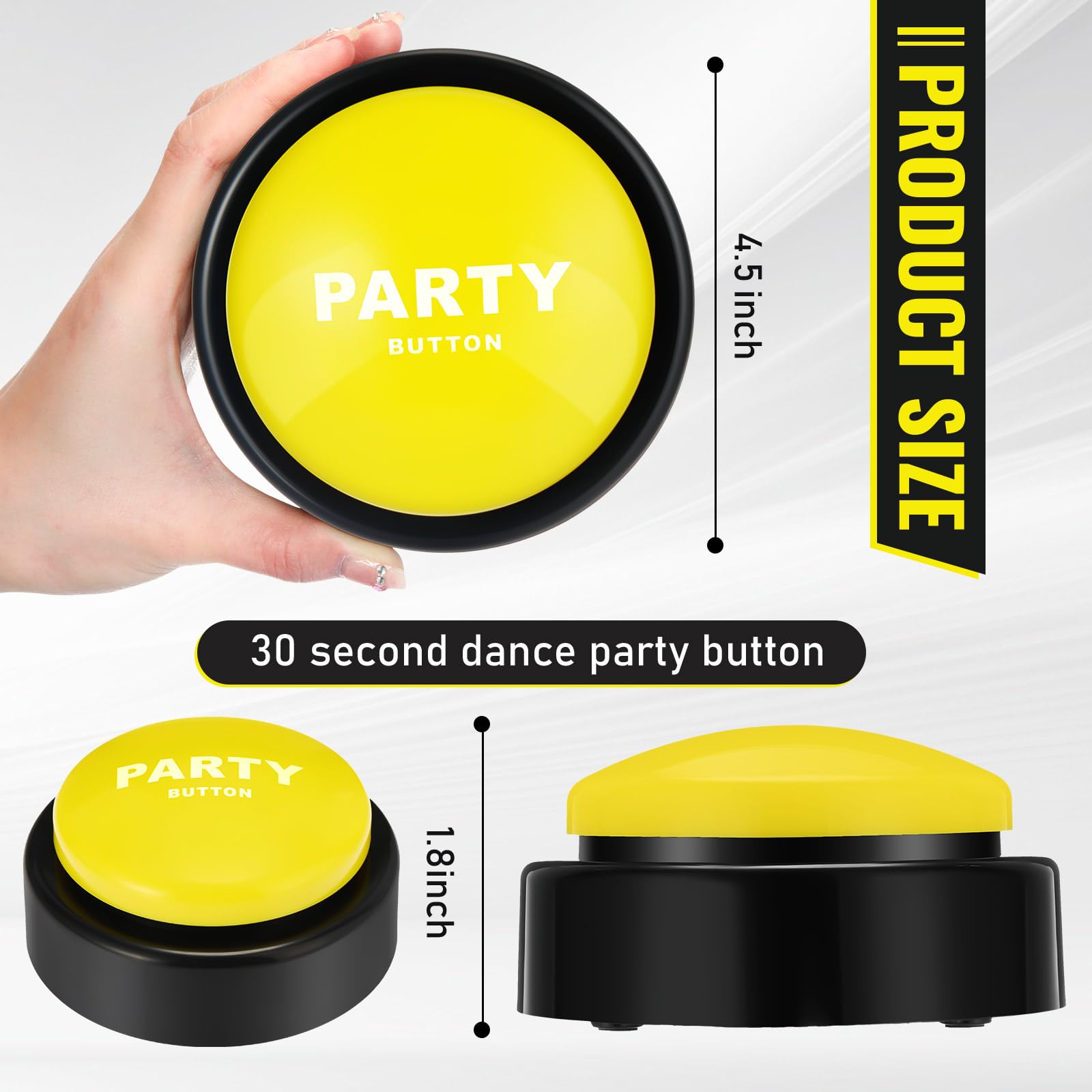 2-Pack 30 Sound Music Buttons - Fun Dance Party & Classroom Buzzer, Novelty Office Toy & Cool Desk Gadget for Pranks, Gag Gifts (4.5