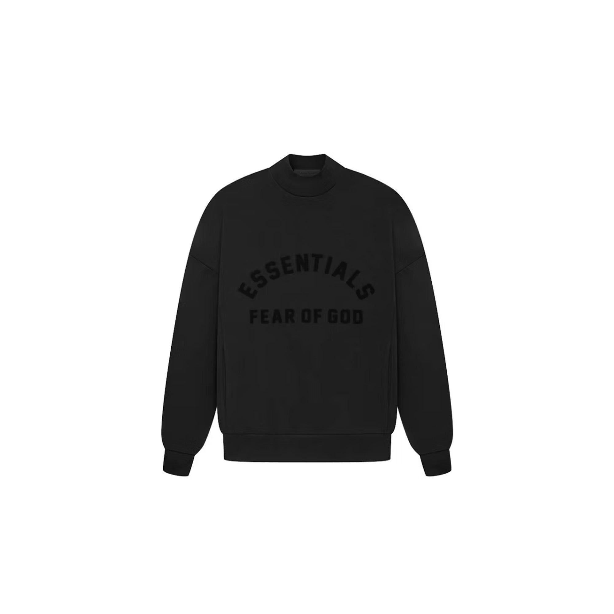 Fear of God Essentials Crewneck Sweatshirt with Arch Logo - Jet Black | Men's Casual Streetwear for Everyday Comfort & Style