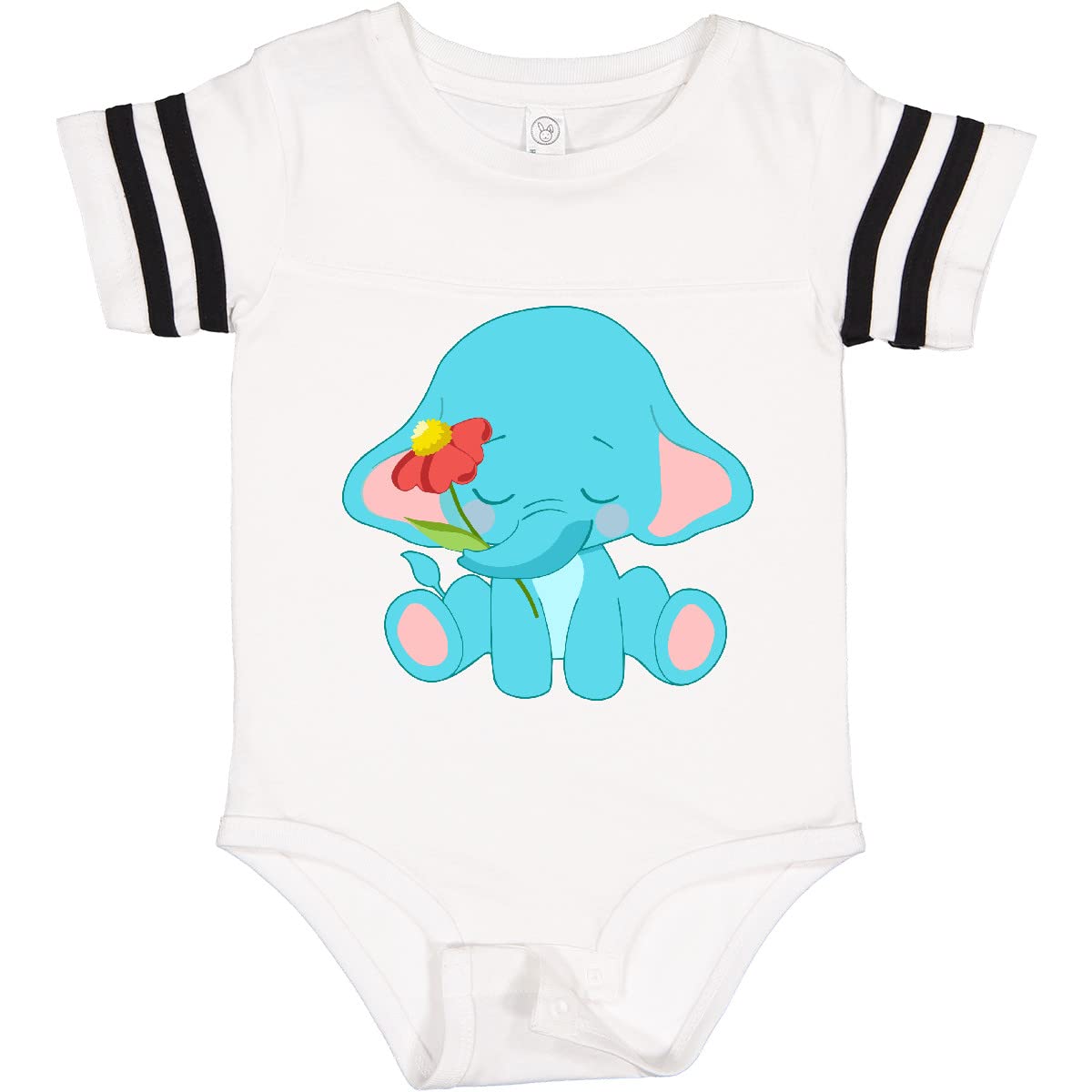 Inktastic Cute Baby Elephant with Flower Bodysuit - Soft Cotton Infant Onesie for Newborns & Toddlers - Perfect for Playdates, Baby Showers & Photo Shoots