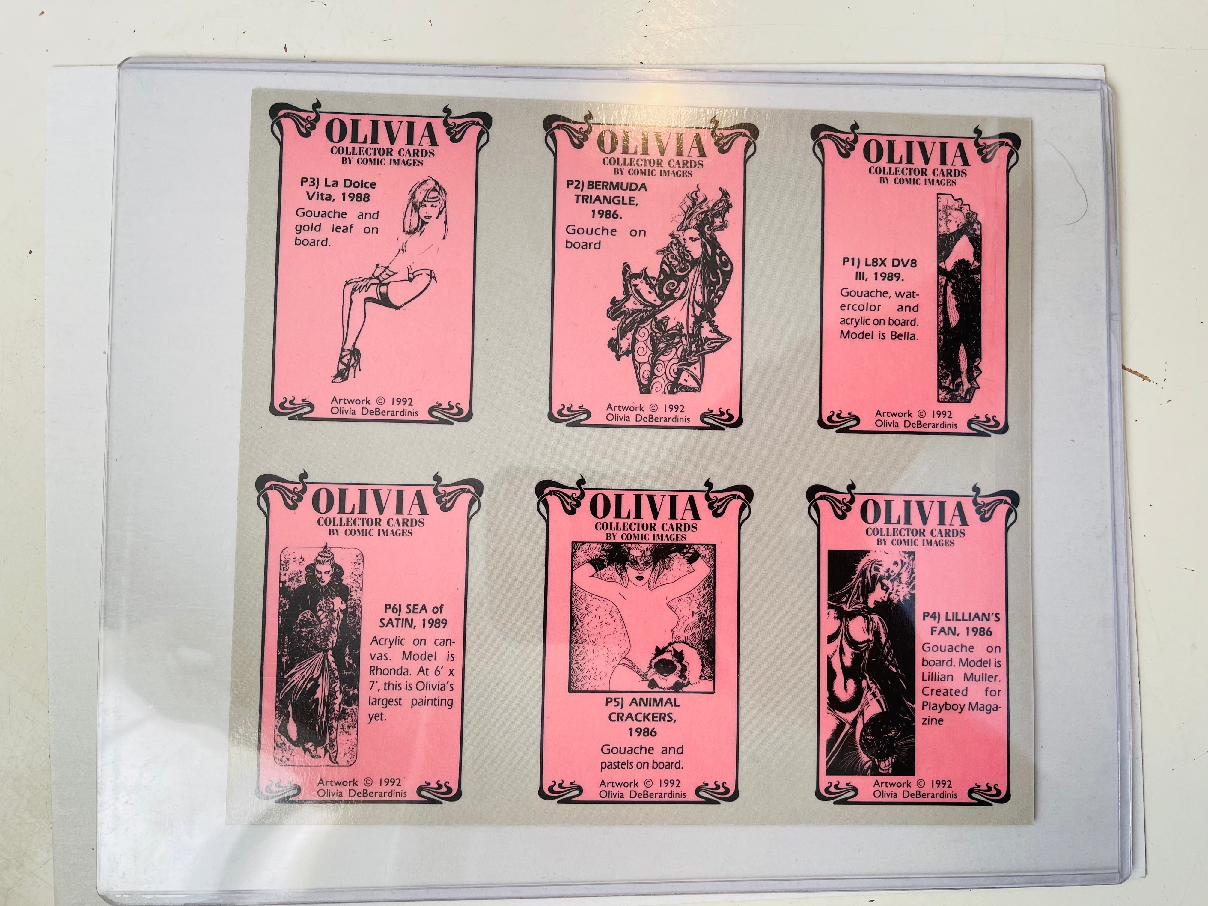 Rare Olivia Fantasy Foil Insert Cards Set - Uncut Sheet from 1990s | Collectible Trading Cards for Display & Investment