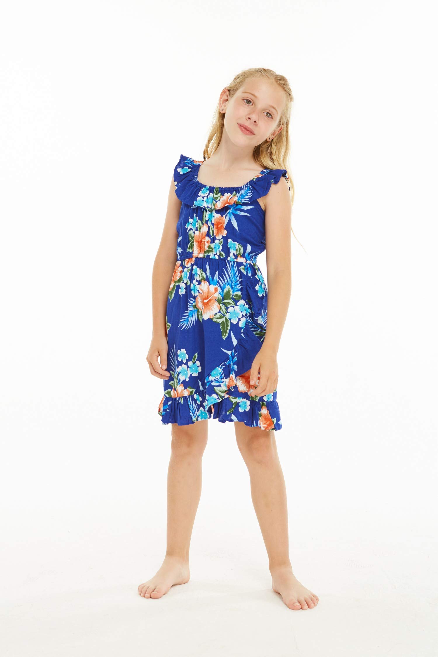 Hawaiian Hibiscus Ruffle Wrap Dress for Girls - Luau Party Outfit