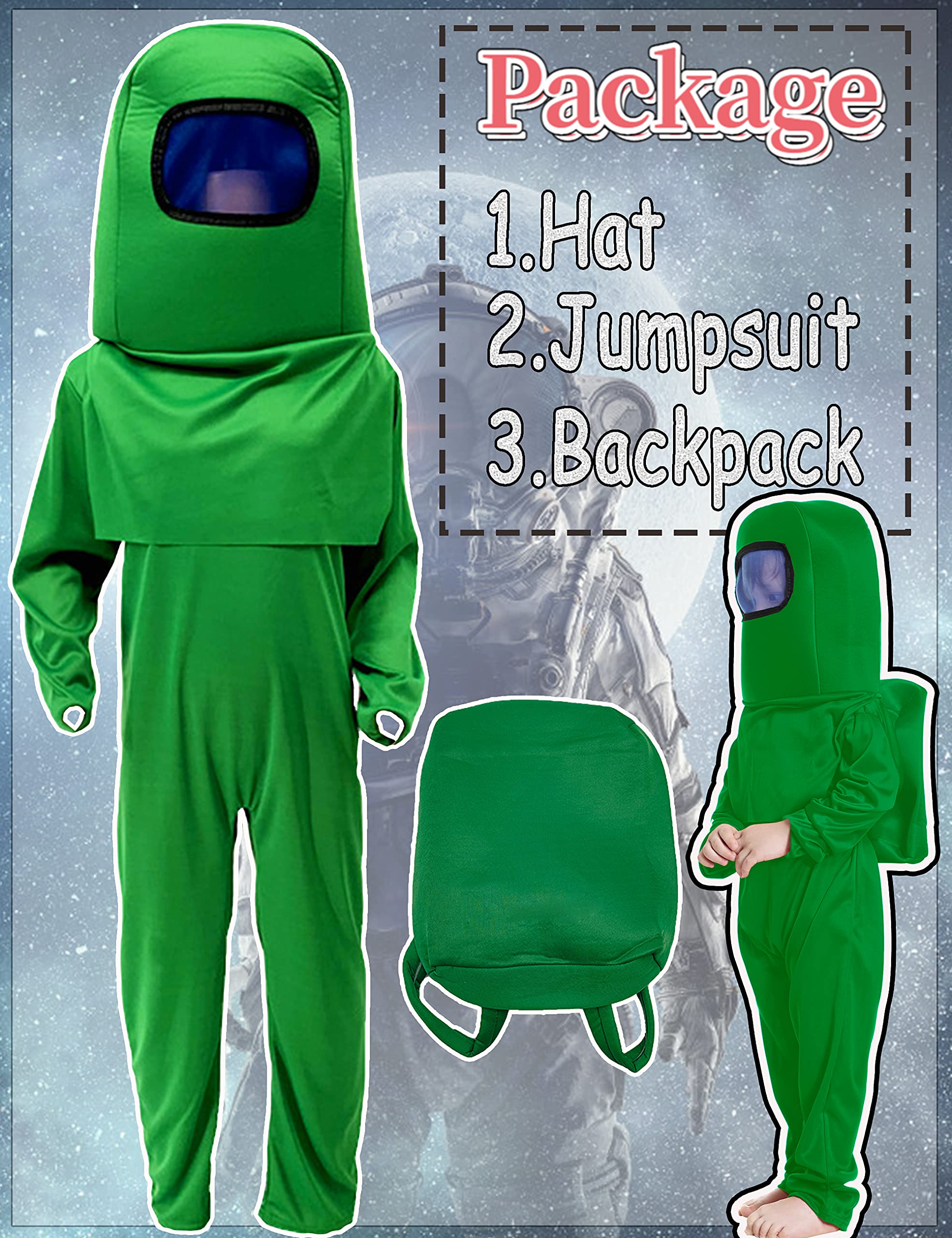 Kids Astronaut Costume Space Suit - Red & Blue NASA Jumpsuit with Backpack for Boys Ages 3-10 | Halloween Dress Up, Cosplay, Birthday Party & Pretend Play