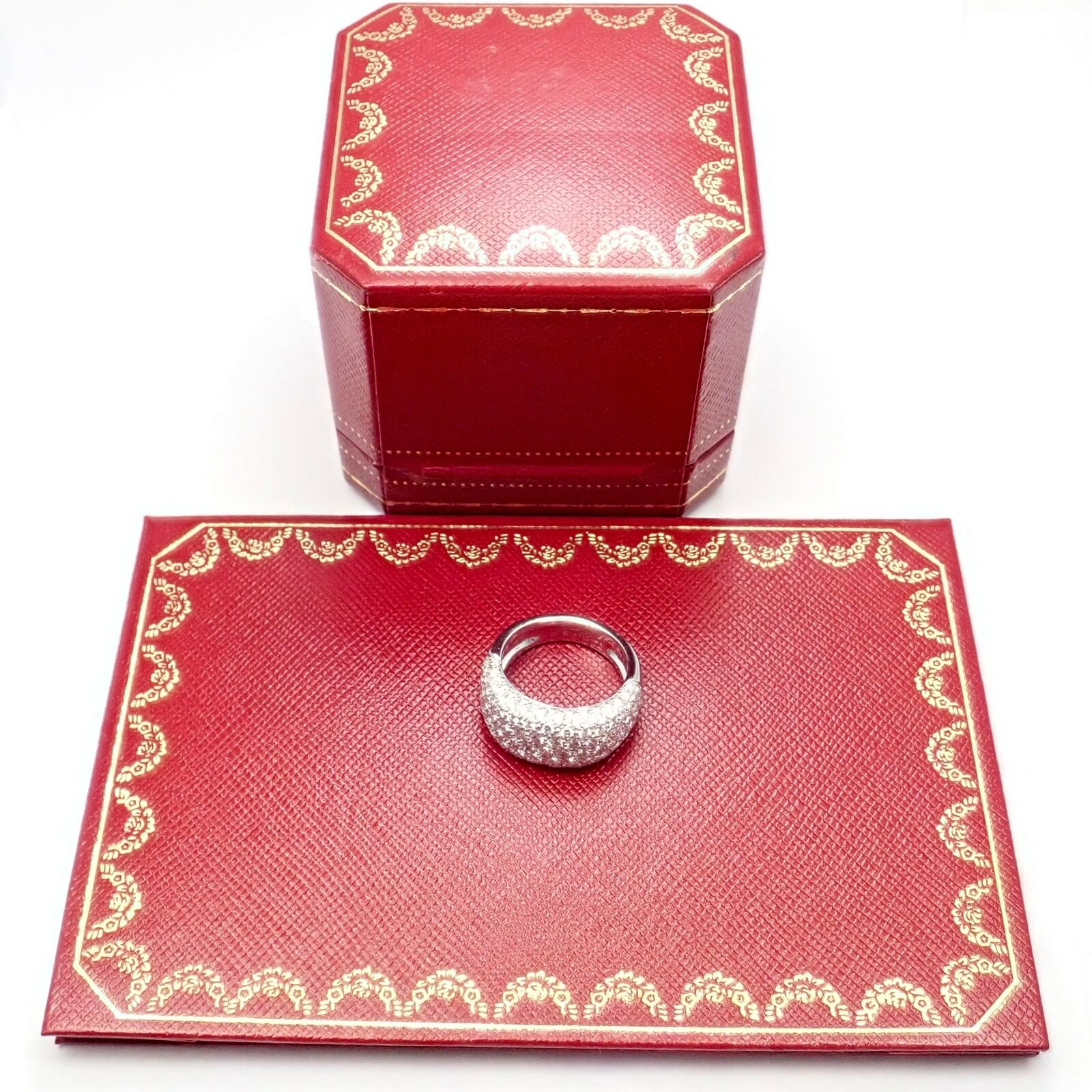 Authentic Cartier 18K White Gold Diamond Wedding Band Ring for Women, Size 53 (US 6.25) - Perfect for Engagement, Anniversary Gifts & Special Occasions