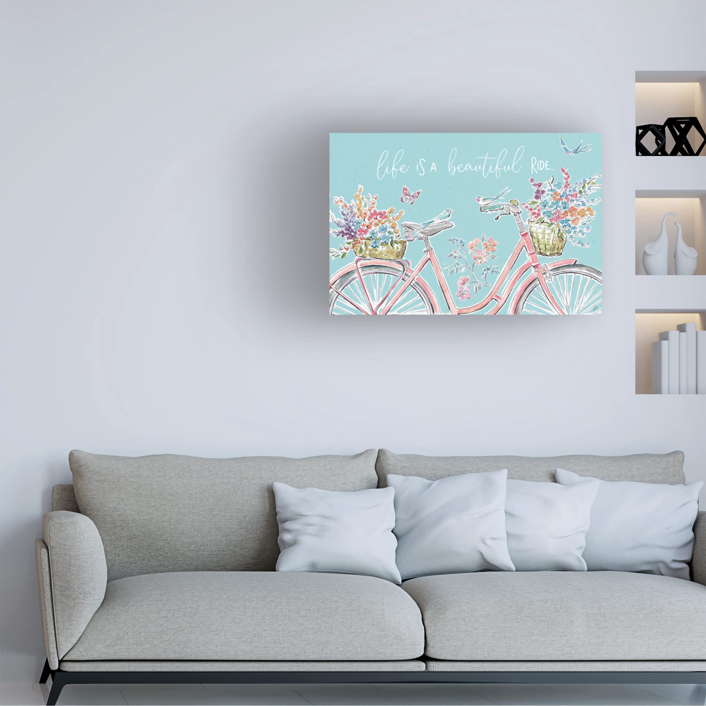 Trademark Fine Art 'Sparrow Spring III' Canvas Wall Art by Daphne Brissonnet - Nature Inspired Floral Painting for Living Room, Bedroom & Office Decor