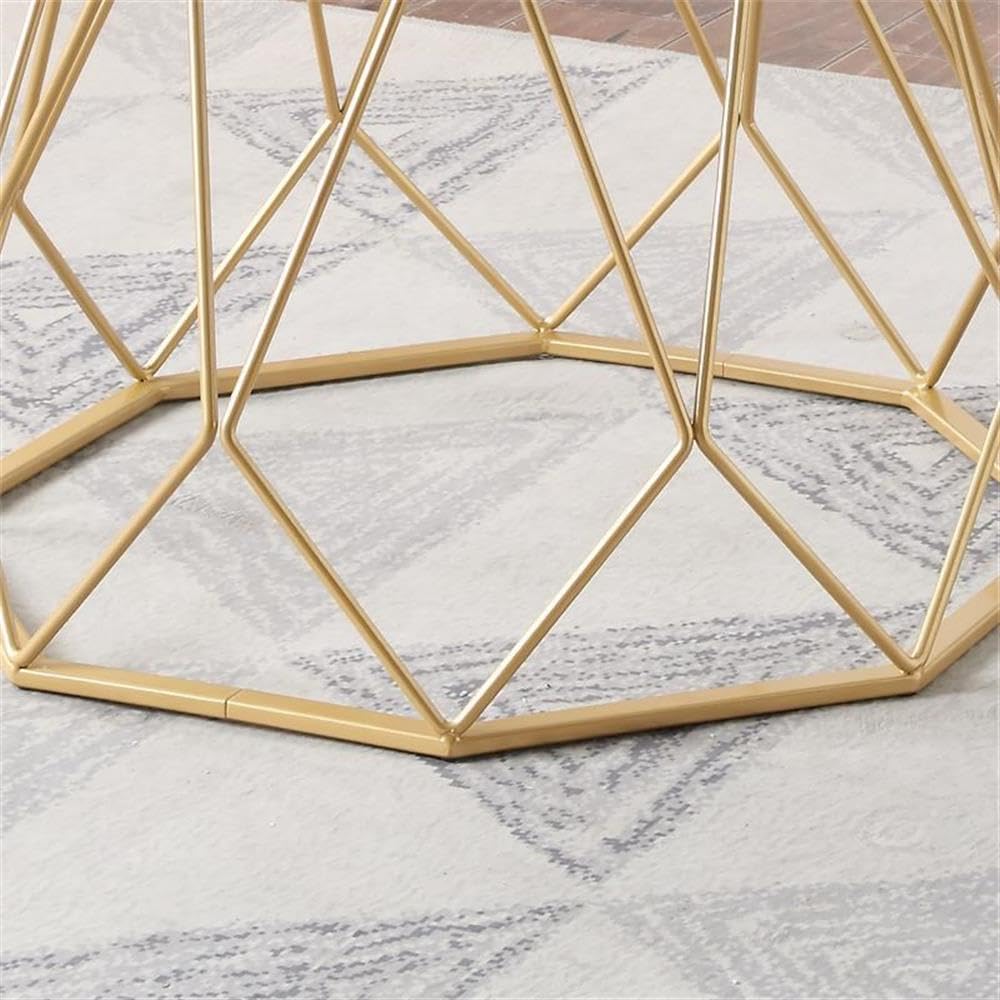 Modern Gold Glass Top Coffee Table - Contemporary Living Room Furniture for Home & Office | Stylish Centerpiece for Lounge, Living Space & Reception Areas
