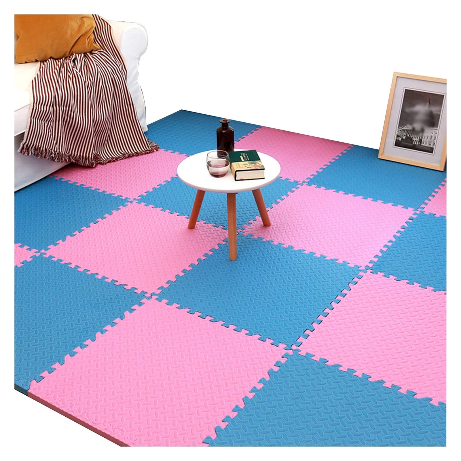 CHHD Baby Play Mat - Colorful EVA Foam Interlocking Puzzle Tiles (8/9/10/12/15/20 Pieces with Borders) - Non-Toxic Crawling Mat for Toddlers & Kids - Perfect for Nursery, Playroom, Daycare and Learning Activities