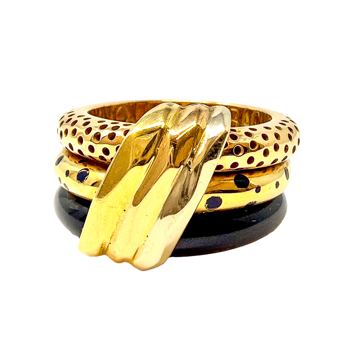 18K Gold Enamel 3 Band Ring for Women - Elegant Stackable Jewelry for Everyday Wear, Gift Giving & Special Occasions