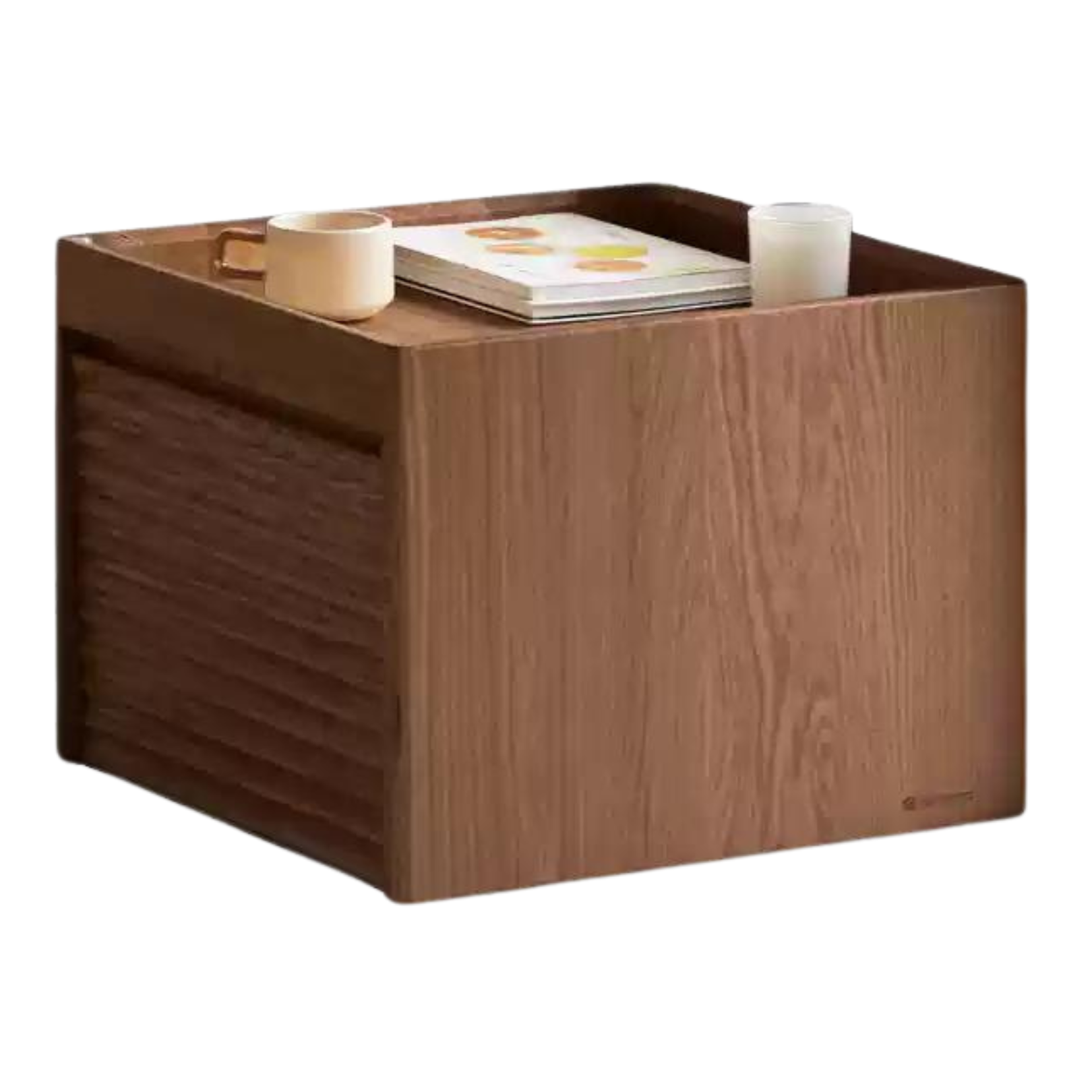 Solid Oak and Black Walnut Wood Rocking Coffee Table - Rustic Movable Side Table for Living Room, Patio, or Outdoor Use