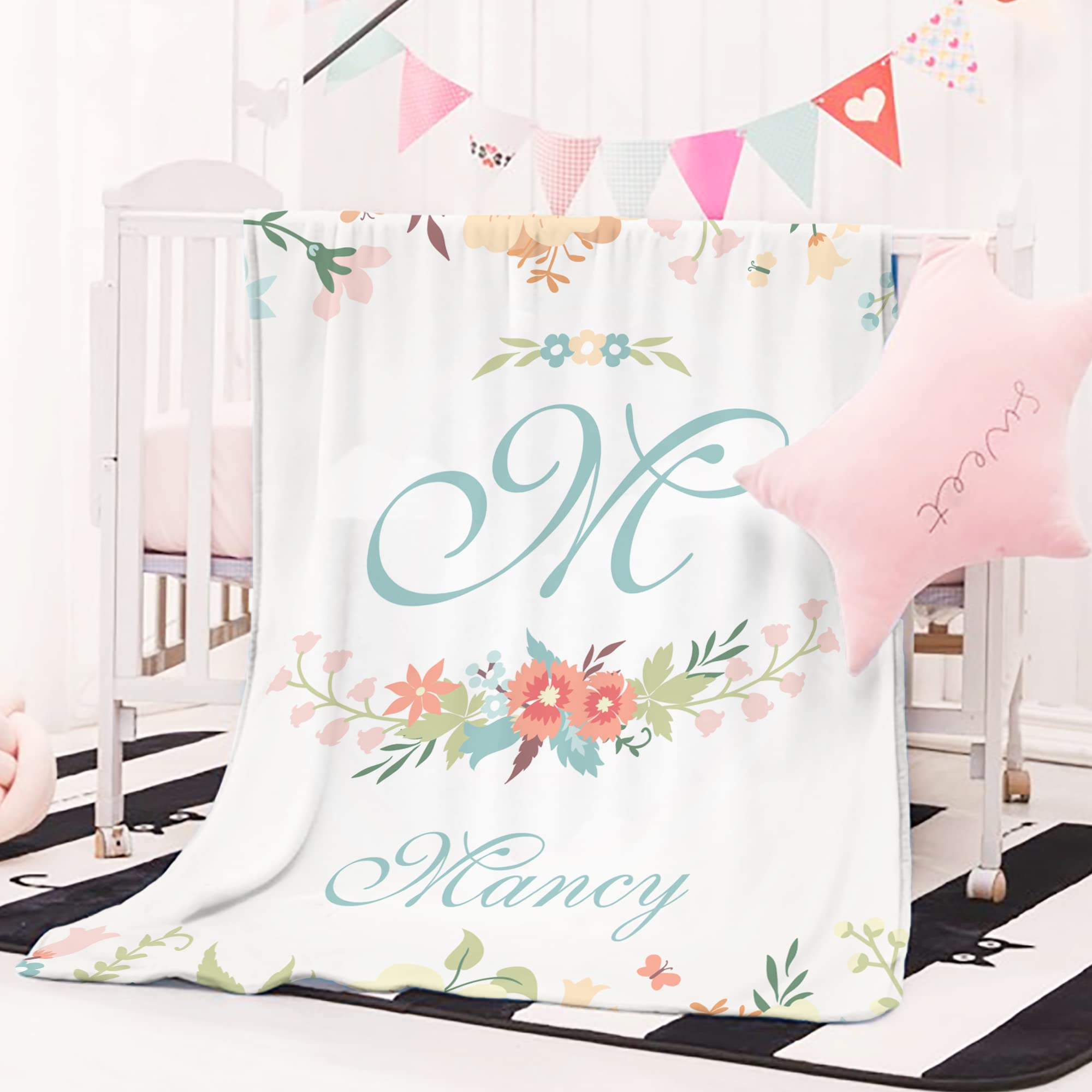 Personalized Baby Blankets for Girls & Boys with Name - Soft Newborn Blanket, Custom Baby Name Blanket, Kids Throw Blanket - Perfect Baby Shower Gift & Nursery Essential