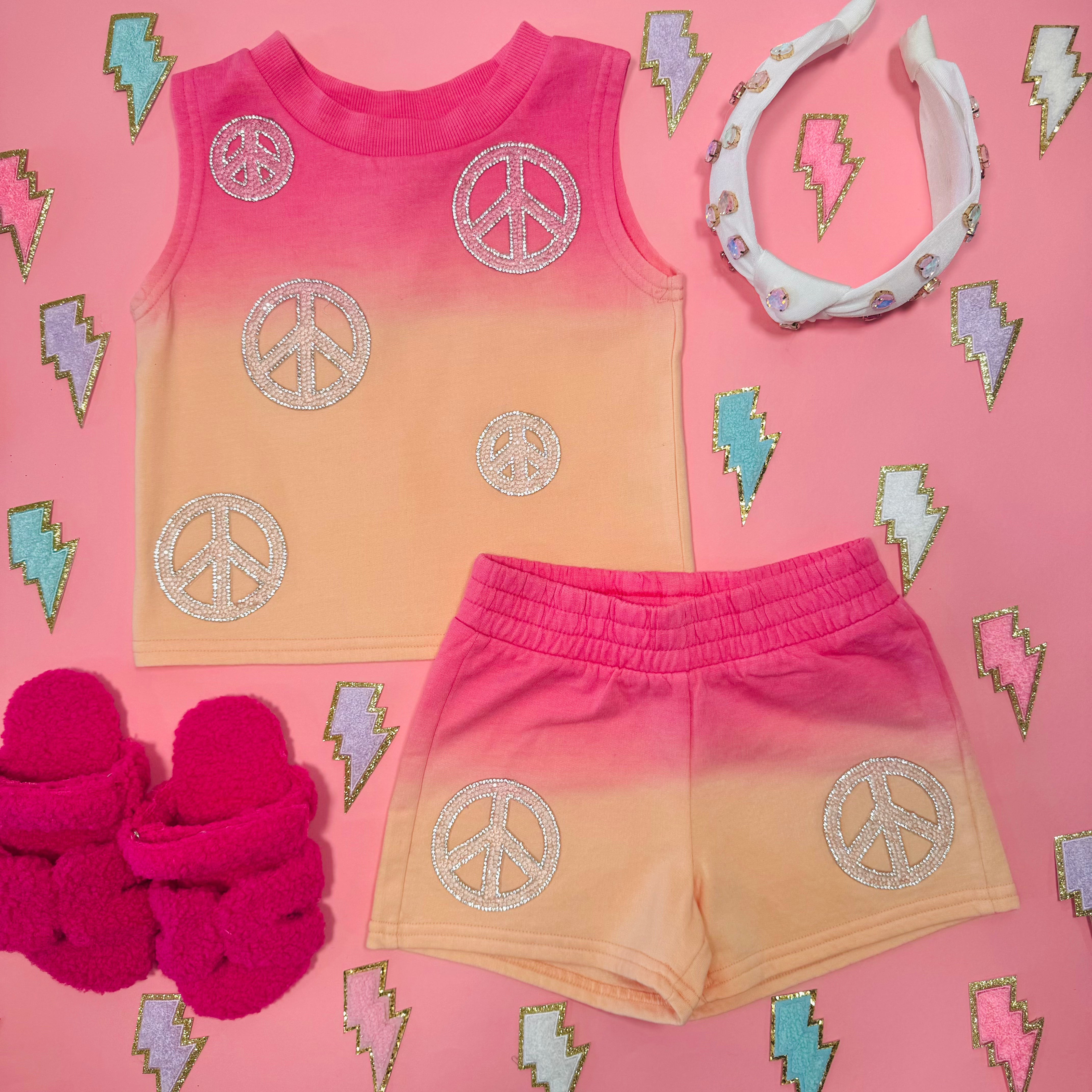 PEACE OMBRÉ SHORTS - Trendy Tie-Dye Casual Shorts for Women | Comfortable Summer Beachwear & Lounge Pants