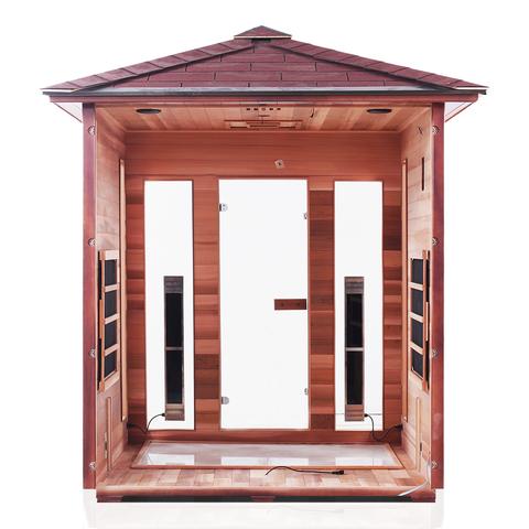 Enlighten Sauna Rustic 4-Person Full Spectrum Infrared Sauna for Indoor & Outdoor Use - Perfect for Home Spa, Relaxation & Detox Therapy