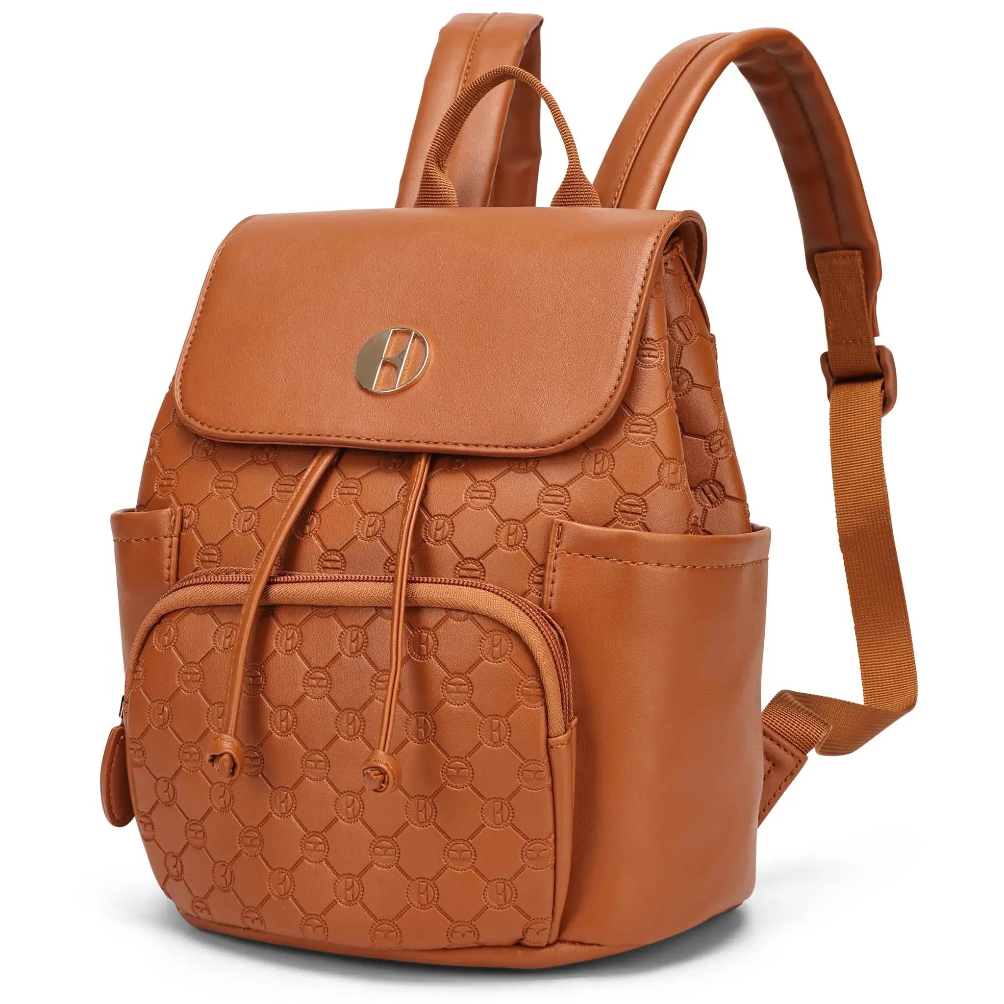 10L Vegan Leather Monogram Mini Backpack for Women - Stylish Waterproof Travel Daypack, Perfect for Hiking, Shopping & College Campus Use