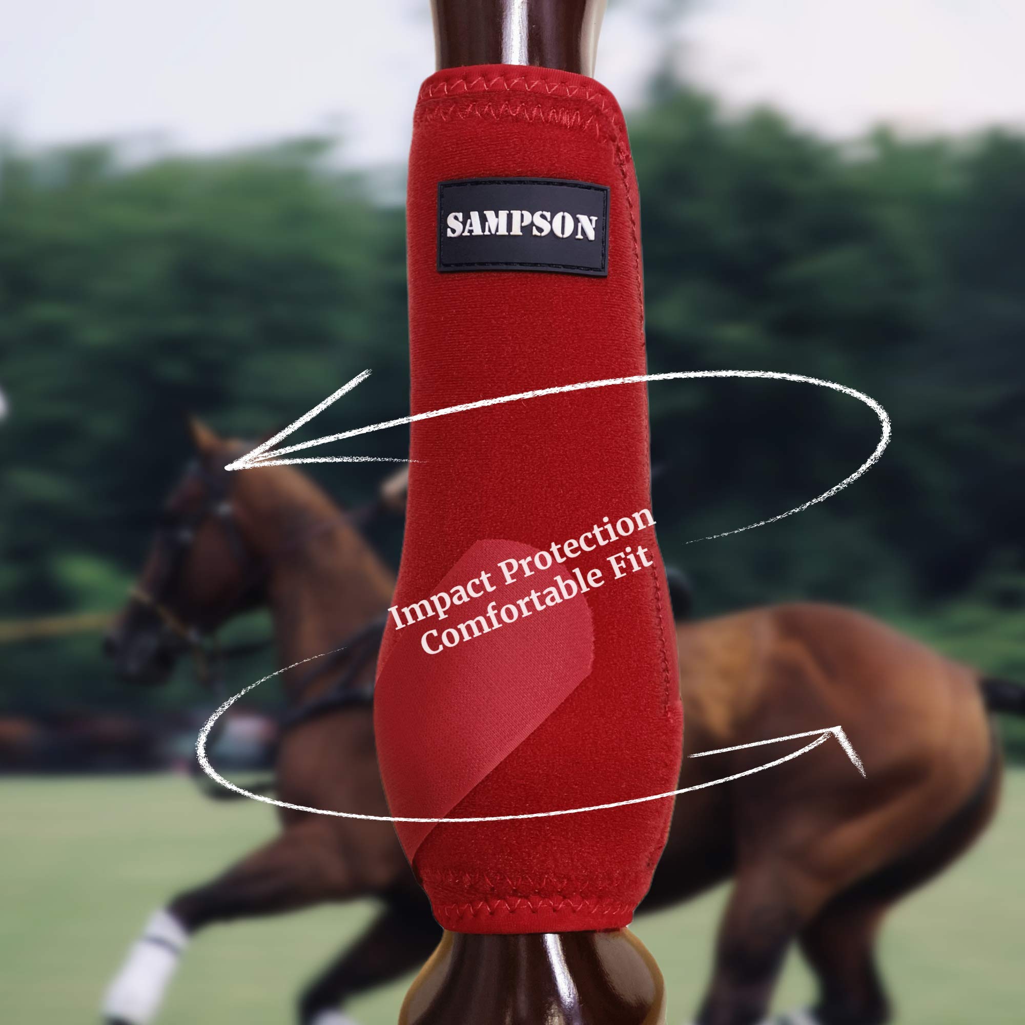 Sampson Horse Boots Set of 4 - Professional Shock-Absorbing Memory Foam Splint Boots for Superior Protection & Comfortable Fit - Ideal for Jumping, Training & Riding Protection