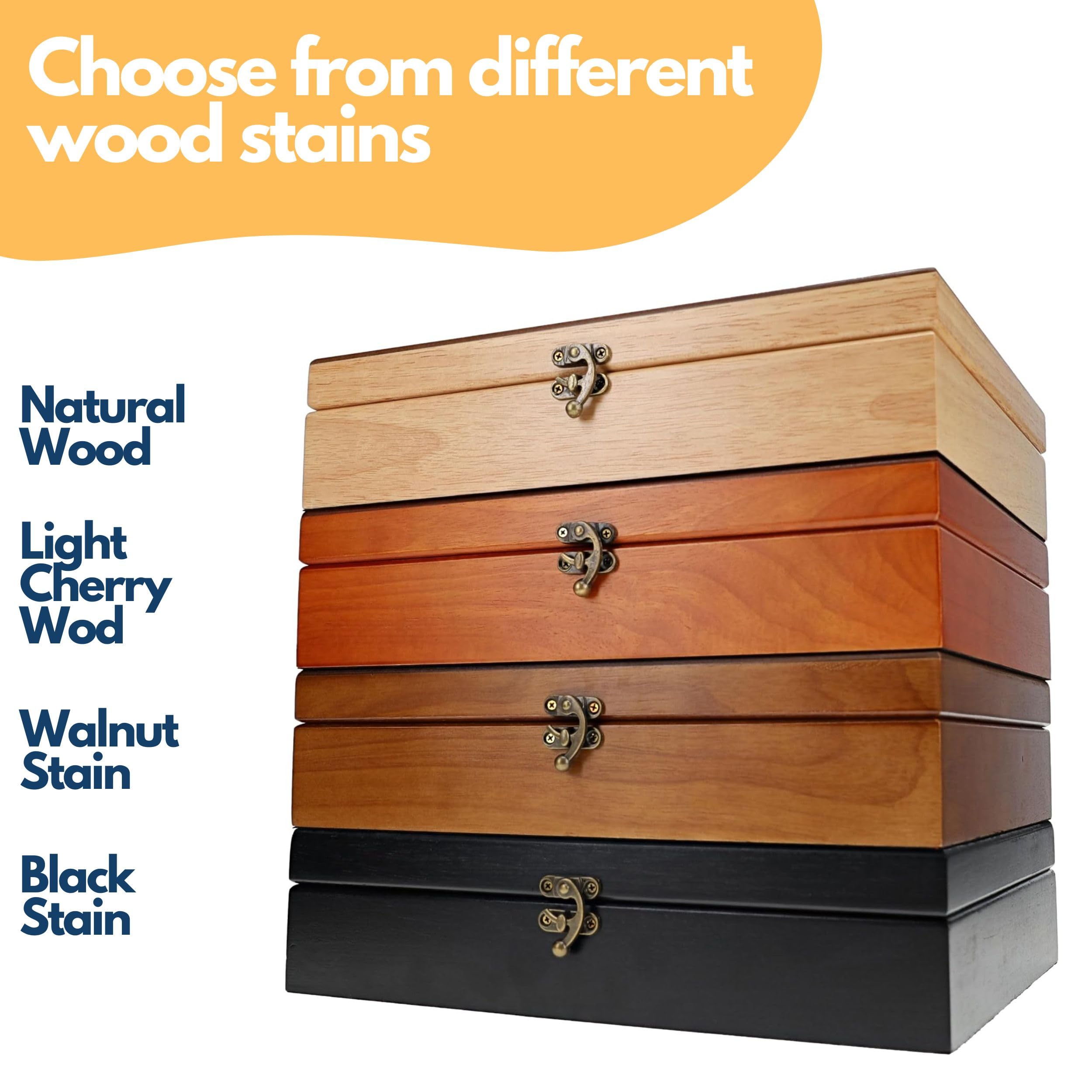 WE Games Wooden Treasure Box with Brass Latch - Walnut Finish for Jewelry Storage