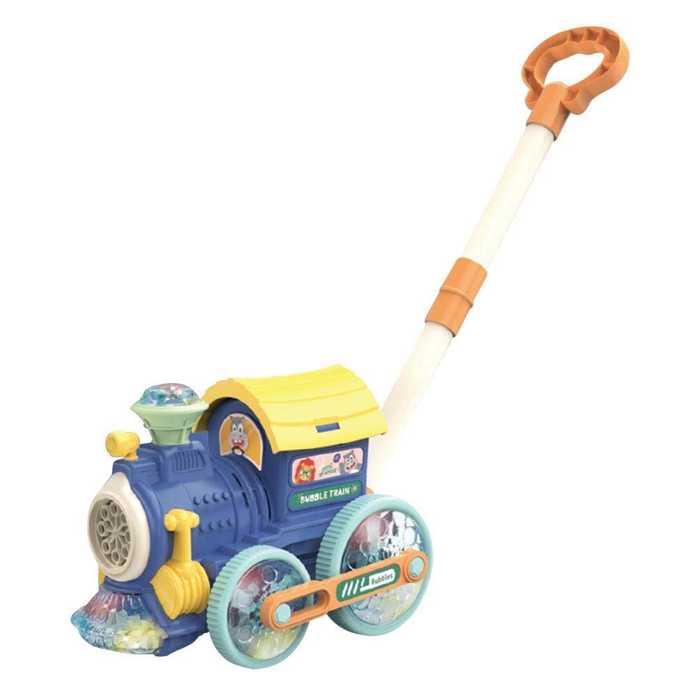 Auto Train Bubble Machine for Toddlers - Lawn Mower Bubble Blower Toy with Lights & Music, Push Toy with Included Bubble Solution & Funnel - Fun Outdoor Birthday Gift for Kids (Perfect for Backyard Play, Parties & Summer Activities)