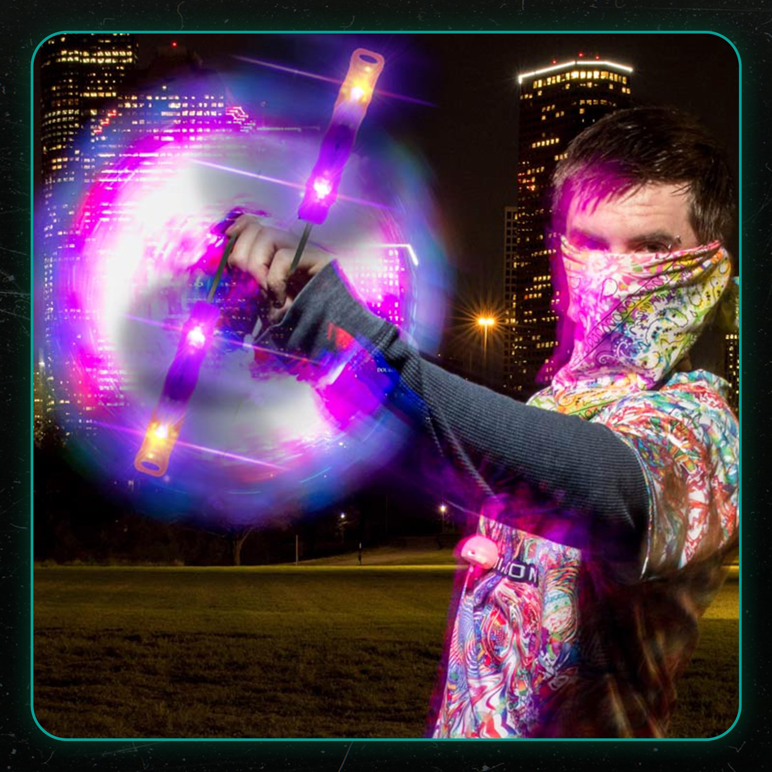 HelixPoi LED Glow Stick Lights Set - 70+ Color Modes & Patterns with Soft Durable Cases & Adjustable Leashes - Flow Arts Spinning Toy for Performances, Dance, Fire Poi Practice, and Nighttime Entertainment - UltraPoi Double Helix Poi with Bright LED Lights