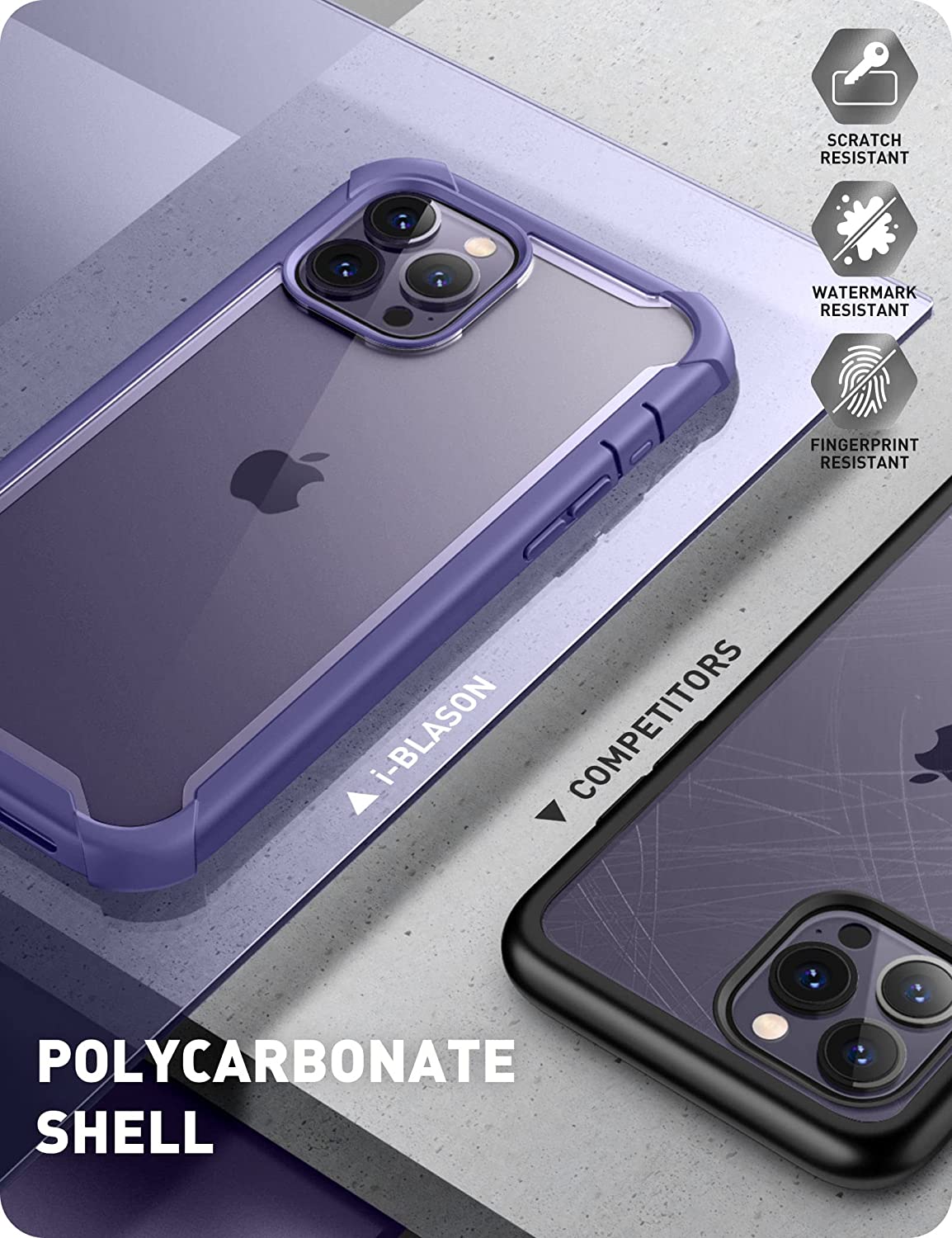 iPhone 14 Pro Case 6.1 inch - Shockproof Clear Bumper Cover with Screen Protector, Mauve Color | Perfect for Outdoor Activities, Travel & Daily Protection