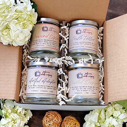 Luxury Spa Candles Gift Set - 4 Relaxing Scented Candles with Coconut & Beeswax Blend, Wooden Wicks - Large Jars (3 Sizes) - Perfect for Home Relaxation, Bathroom Decor & Romantic Gifts