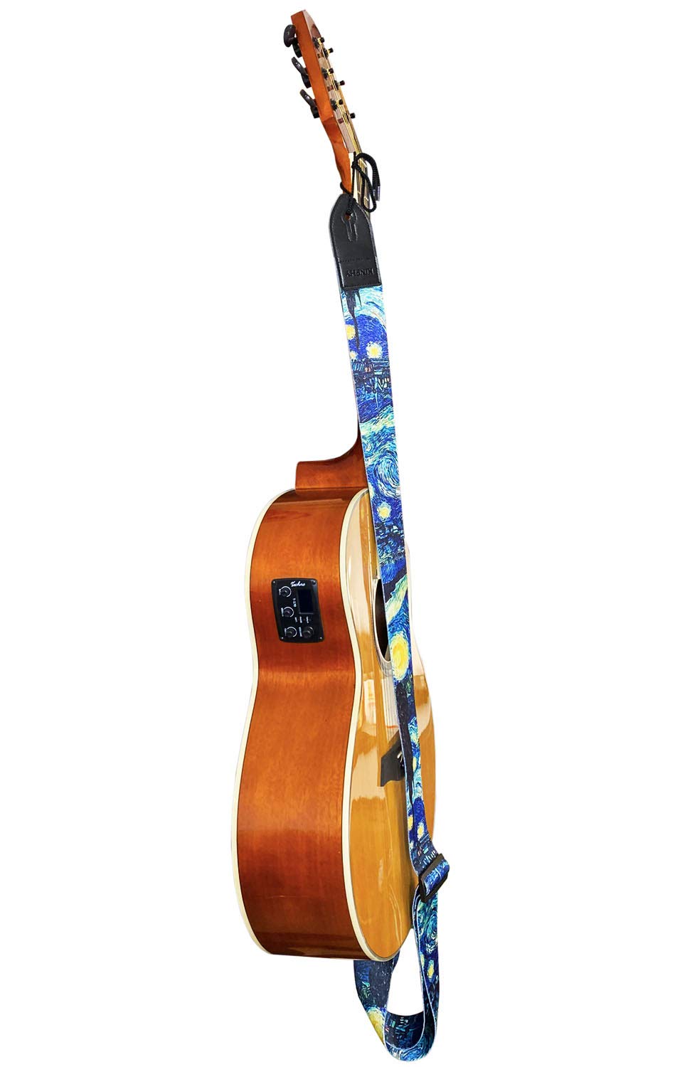 Premium Guitar Strap for Acoustic & Electric Bass - Adjustable Leather Ends with Strap Locks & Free Guitar Picks - Perfect for Live Performances, Studio Sessions & Practice