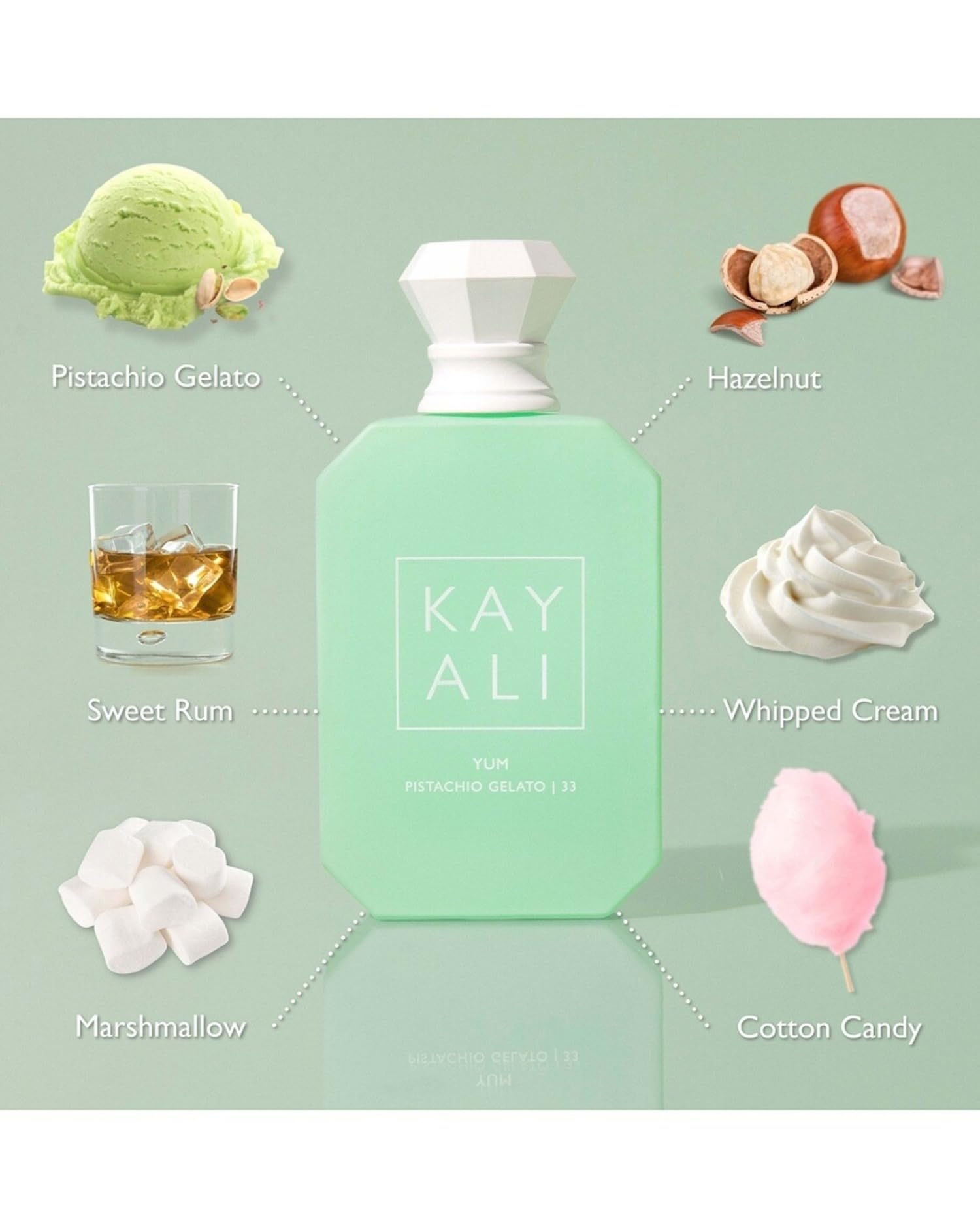 Huda Beauty KAYALI Yum Pistachio Gelato Eau de Parfum Intense Travel Size Spray 10ml | Sweet Gourmand Scent for Women | Perfect for Date Nights & Special Occasions