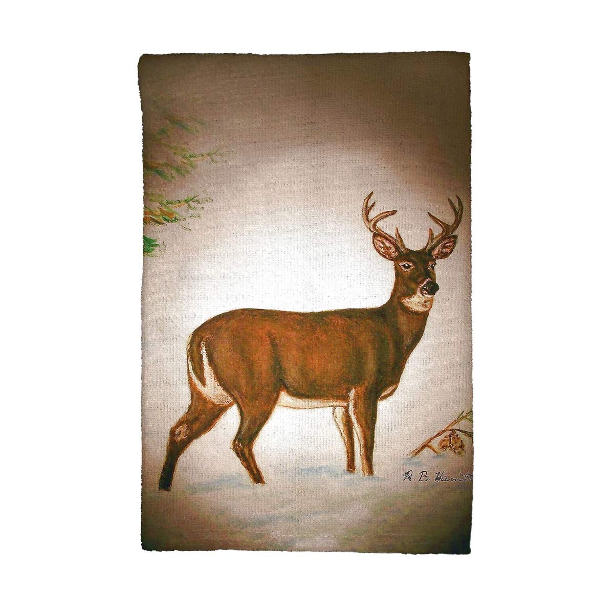Betsy Drake KT236 Deer in Snow Kitchen Towel - Soft & Absorbent Cotton Dish Towels for Holiday Decor, Christmas Gift & Winter Home Decor