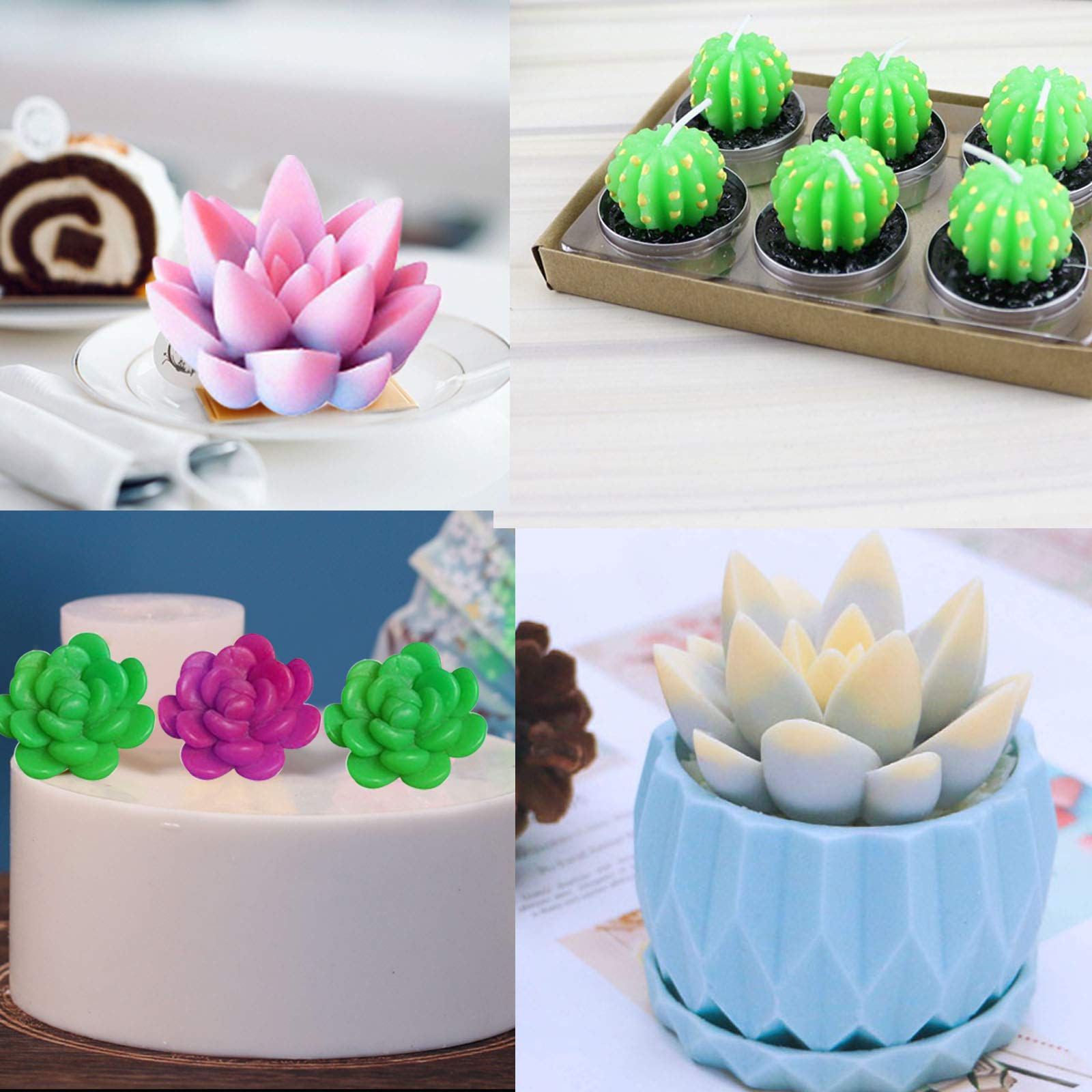 8-Piece Succulent Silicone Mold Set - Cactus Flower Resin Epoxy Casting Molds for DIY Cake Decorating, Candle Making & Polymer Clay - Perfect for Home Decor, Wedding Favors & Craft Projects