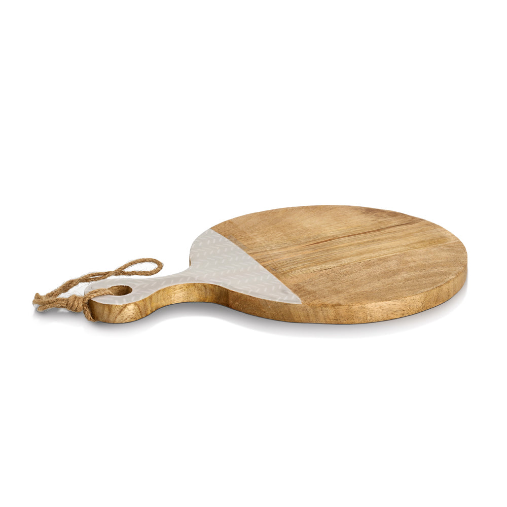 Beige Wooden Serving Tray with Handle - Perfect for Breakfast in Bed, Coffee Table Decor, and Party Serving - Elegant and Durable Wood Tray for Home & Kitchen Use