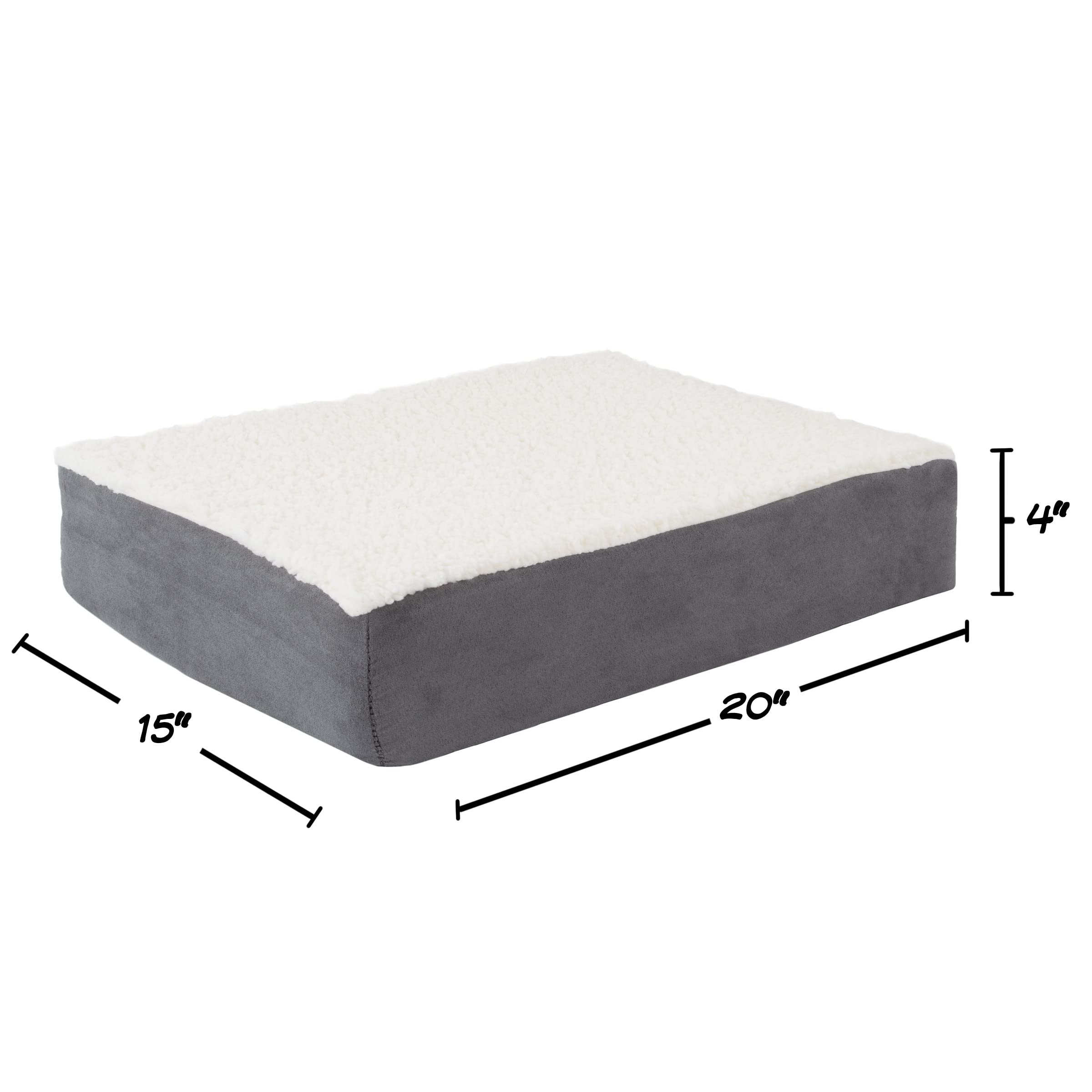 Orthopedic Dog Bed for Large & Small Dogs - 2-Layer Memory Foam Pet Bed with Removable Sherpa Cover & Extra Replacement Cover (Gray) - Perfect for Arthritis Relief & Comfortable Sleeping in Kennels, Living Rooms & Bedrooms