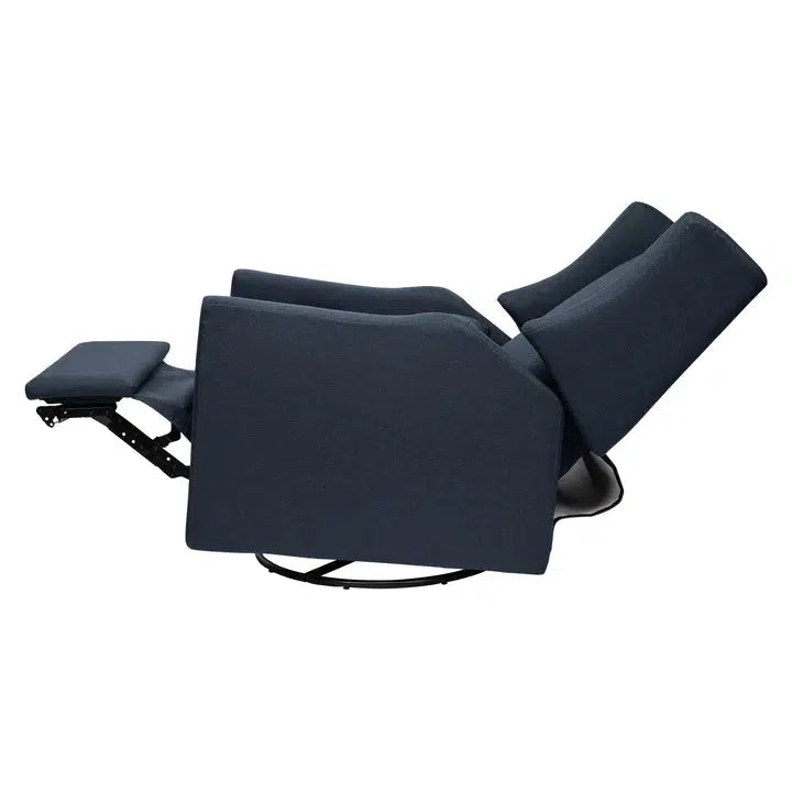 Babyletto Kiwi Electronic Glider Recliner Chair - Navy Eco Twill Performance Fabric for Nursery, Breastfeeding & Relaxing - Modern Rocking Glider for Baby Room & Parenting Comfort