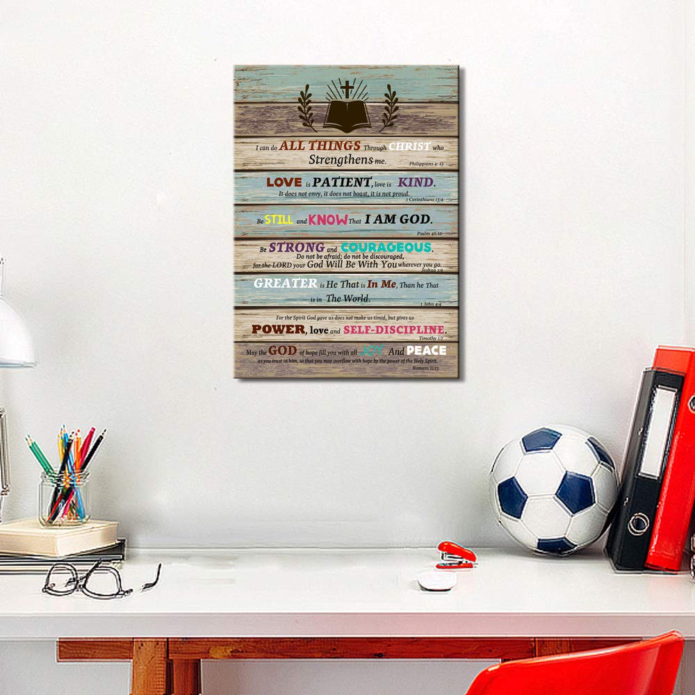 Inspirational Bible Verse Wall Art - Christian Scripture Decor for Living Room, Bedroom, Bathroom - Rustic Religious Gifts & Teen Room Decor - Large Motivational Wall Hangings for Faith & Encouragement