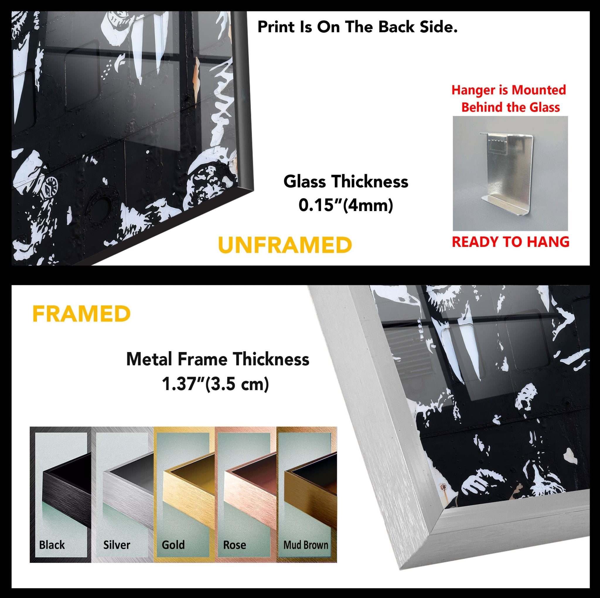 3 Monkey Banksy Glass Wall Art - Modern Home Decor for Living Room, Bedroom & Office - Unique Street Art Inspired Glass Painting